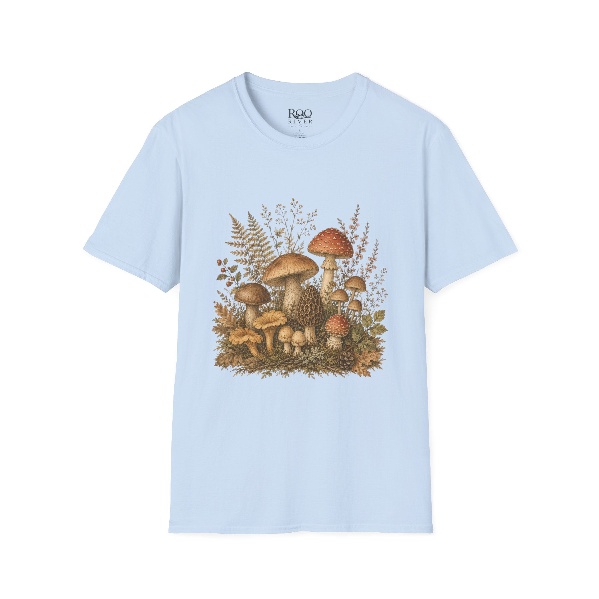 Woodland Mushrooms T-Shirt — Vintage Botanical Fungi Design