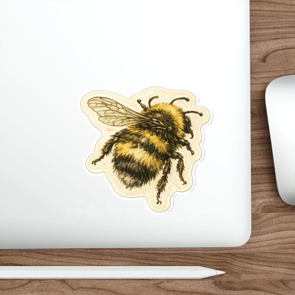 Vintage Bumblebee Die-Cut Sticker — Cute Bee Laptop Sticker for Nature Lovers