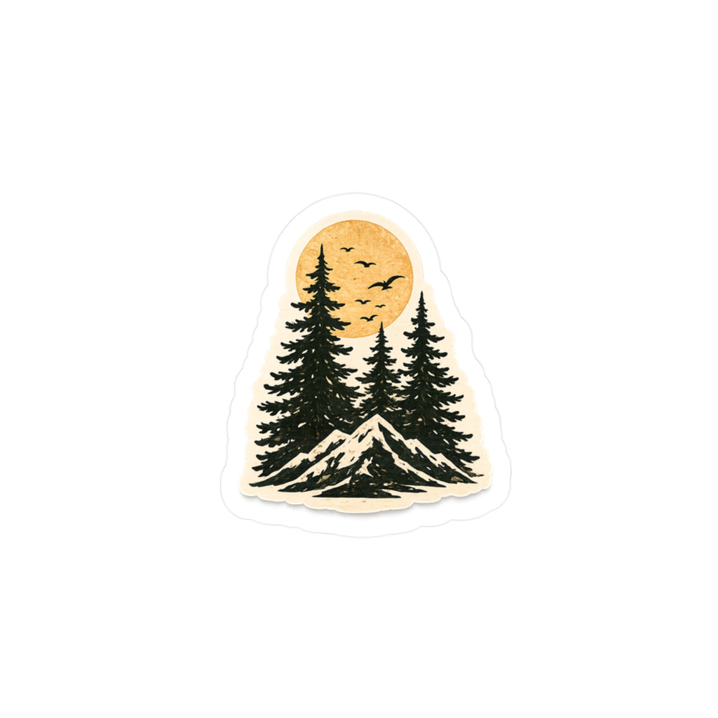 Copy of Mountain Pines Sticker — Sunset Forest Kiss-Cut Sticker