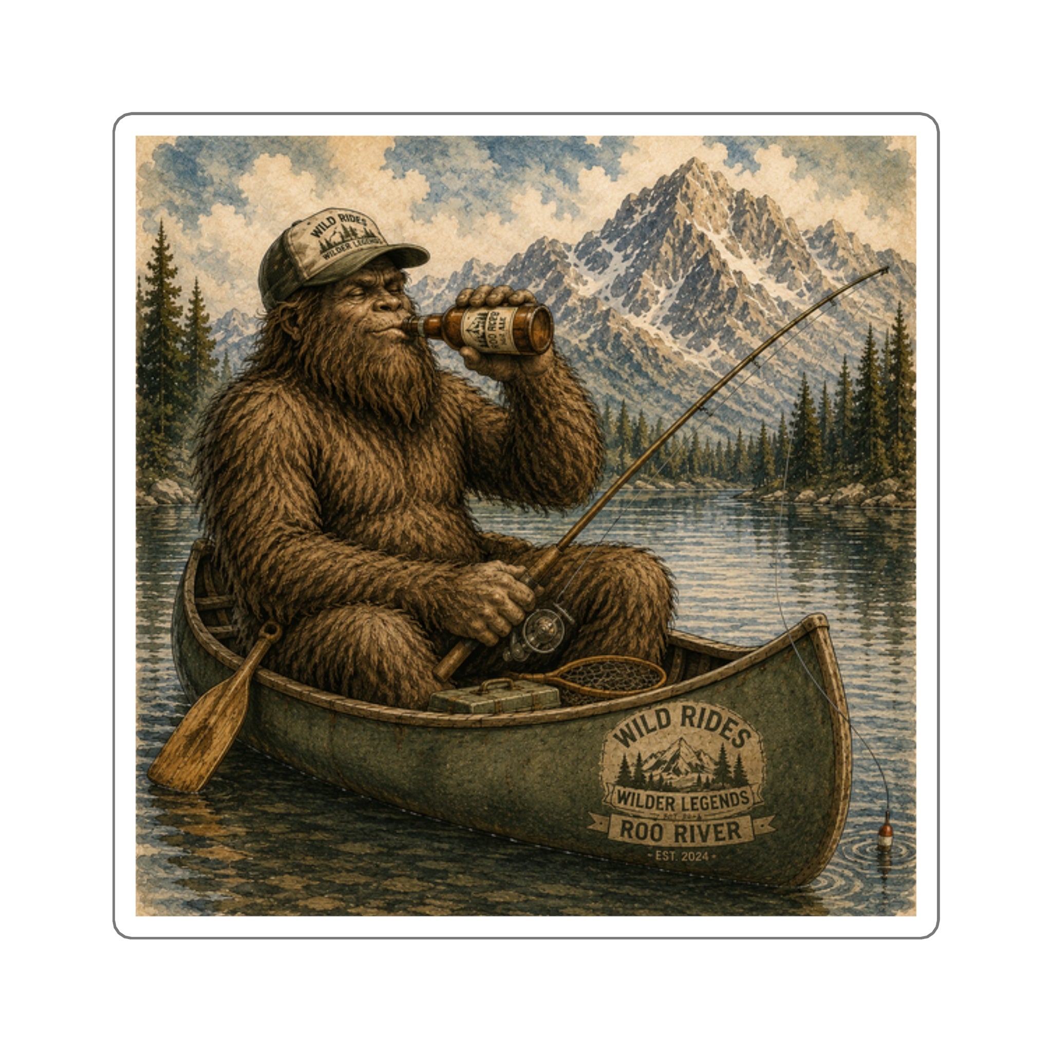 Wild Rides, Wilder Legends Canoe Country Sticker — Outdoorsy Bigfoot Lake Camping Decal