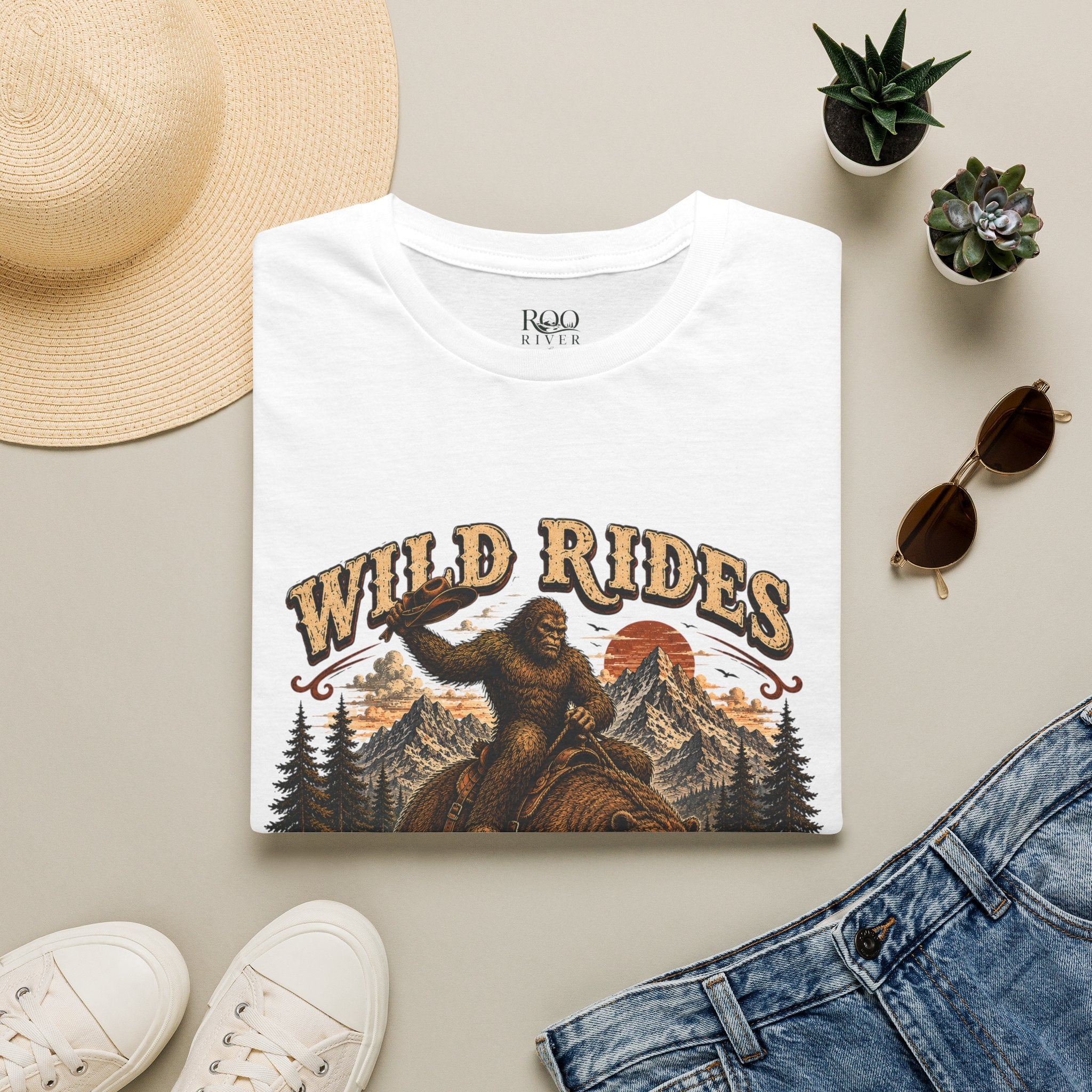 Wild Rides T-Shirt — Bigfoot Riding Bear Vintage Graphic