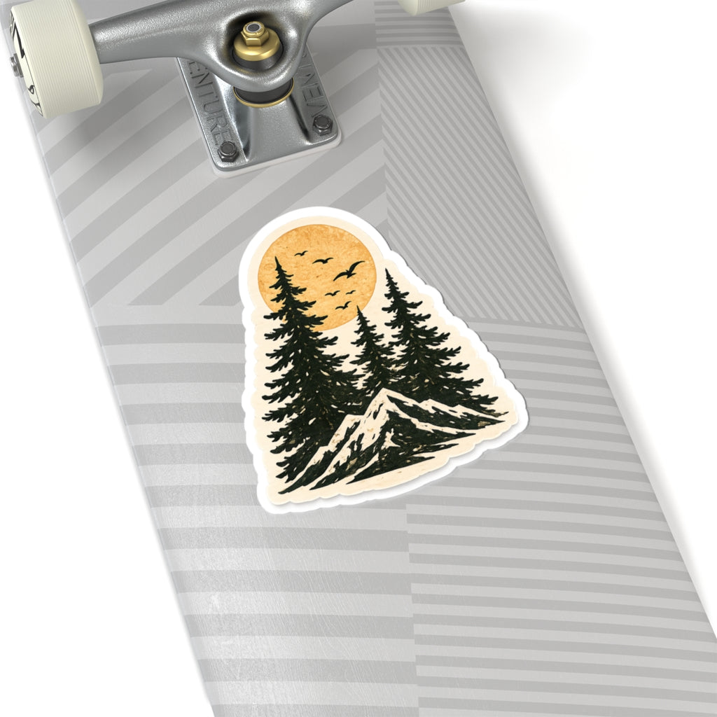 Mountain Pines Sticker — Sunset Forest Kiss-Cut Sticker