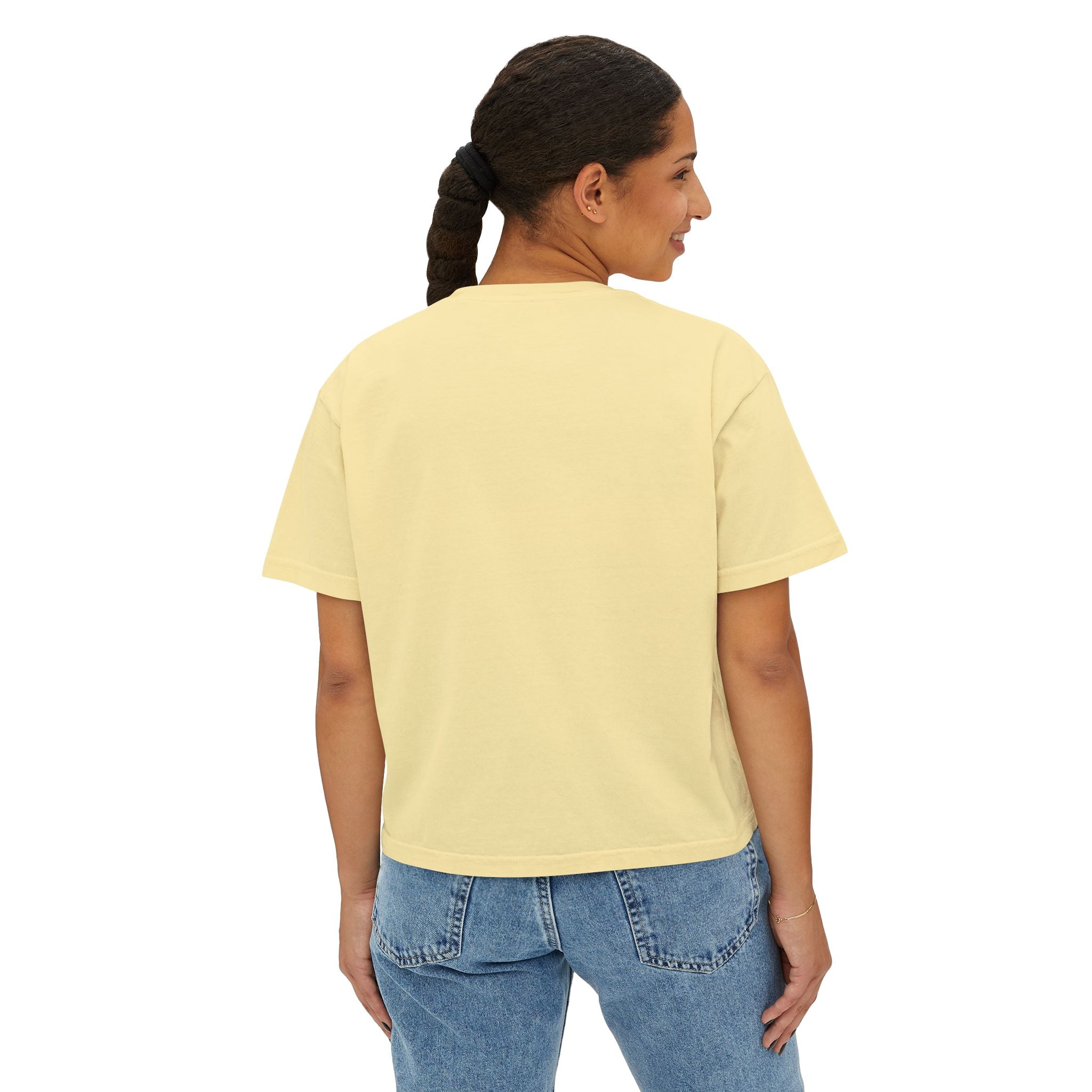 Kait's Hidden Hollow Women's Boxy Tee — Forest Cottage Retro Nature Graphic
