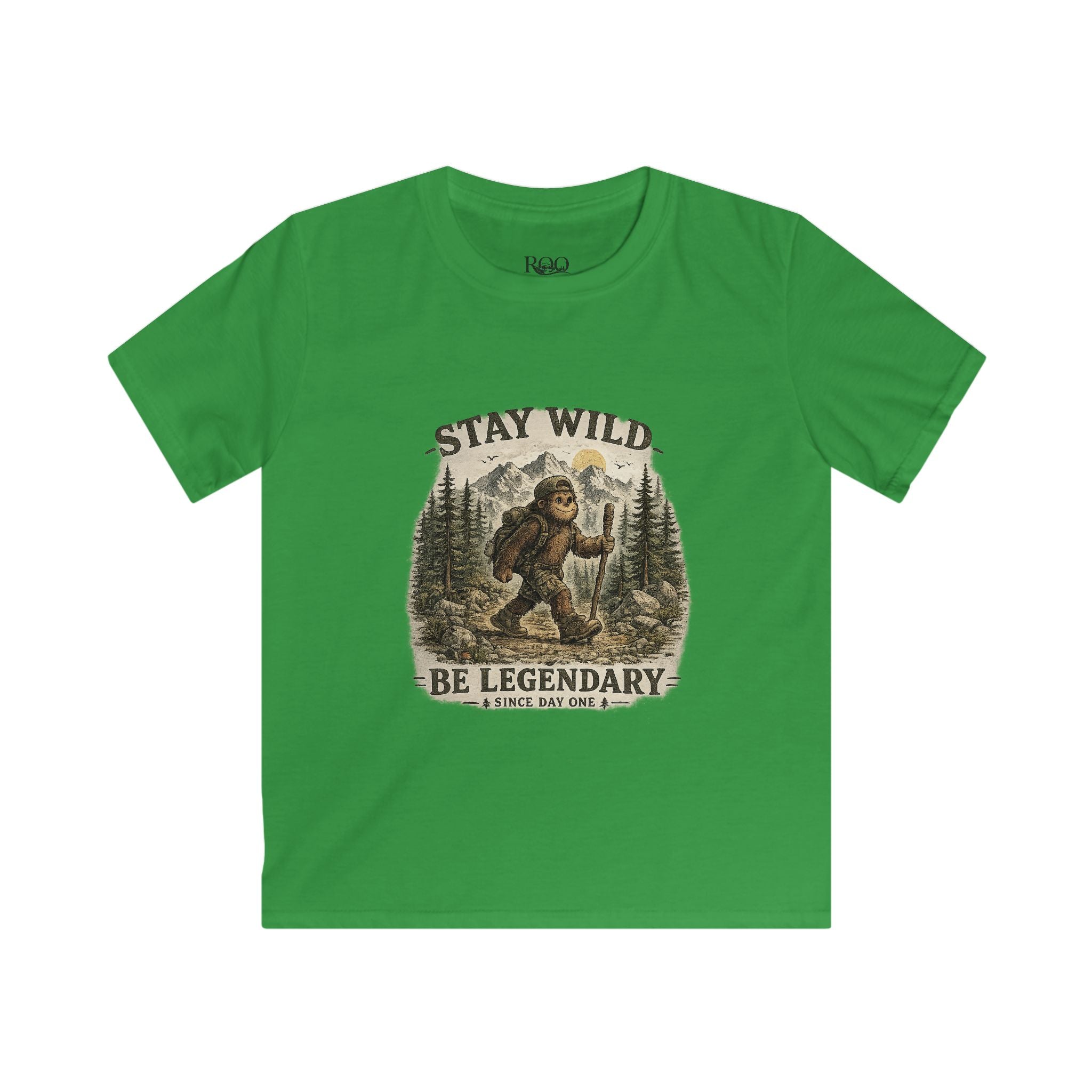 Kids Tee — "Stay Wild, Be Legendary" Bigfoot Forest Adventure Shirt