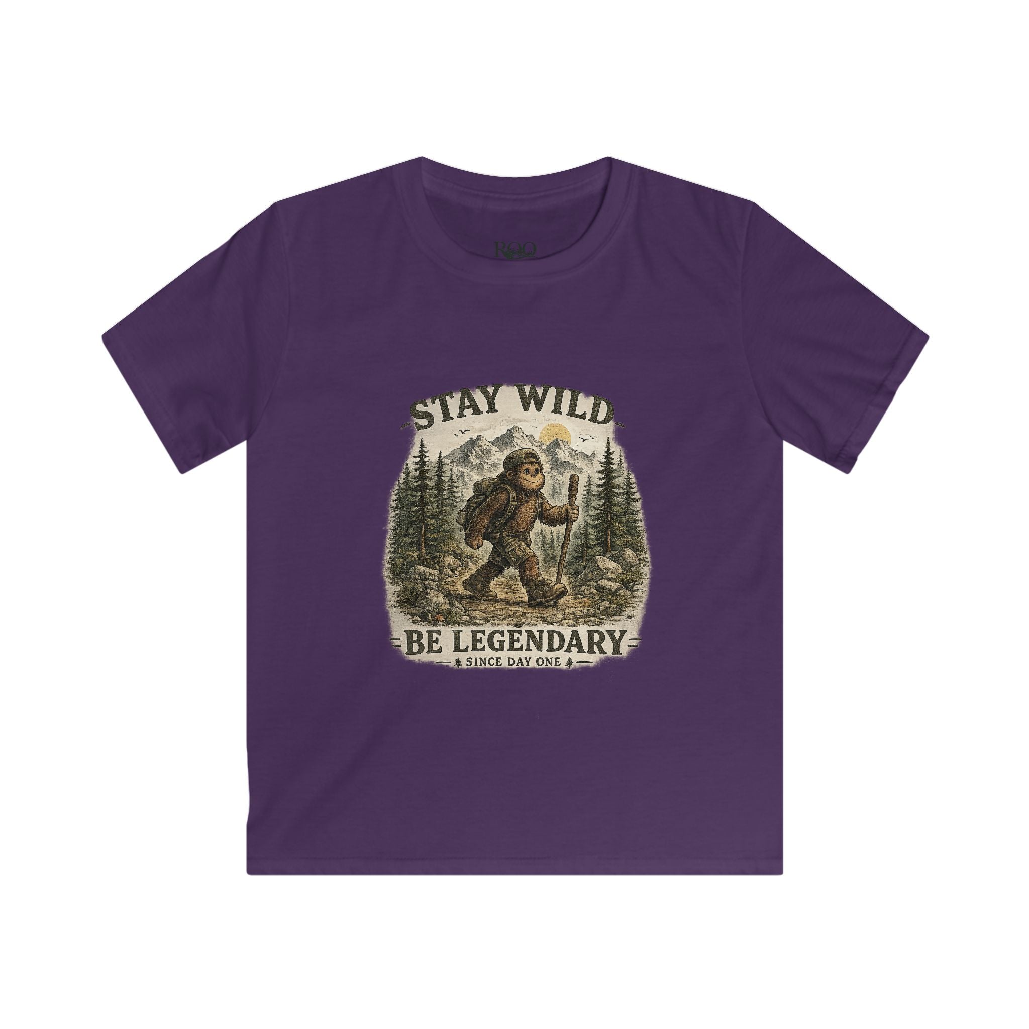 Kids Tee — "Stay Wild, Be Legendary" Bigfoot Forest Adventure Shirt