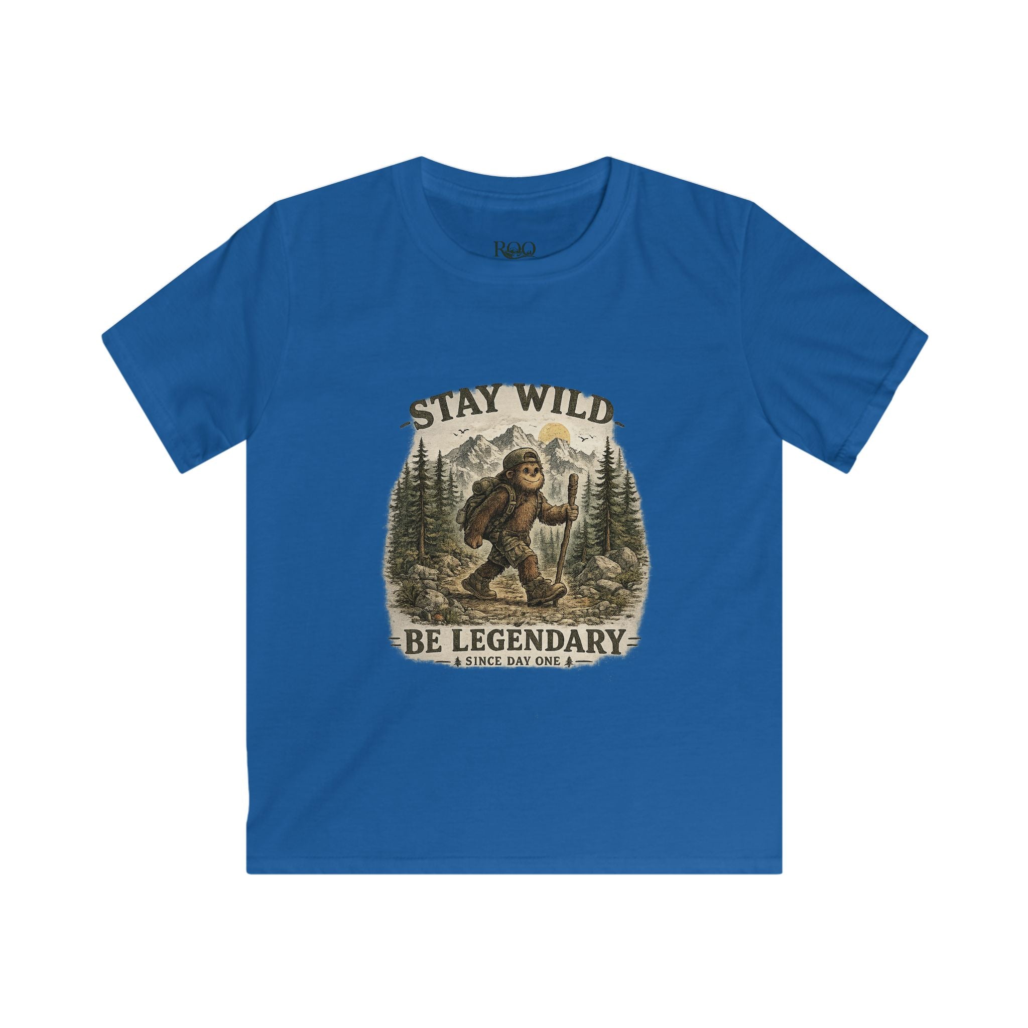 Kids Tee — "Stay Wild, Be Legendary" Bigfoot Forest Adventure Shirt