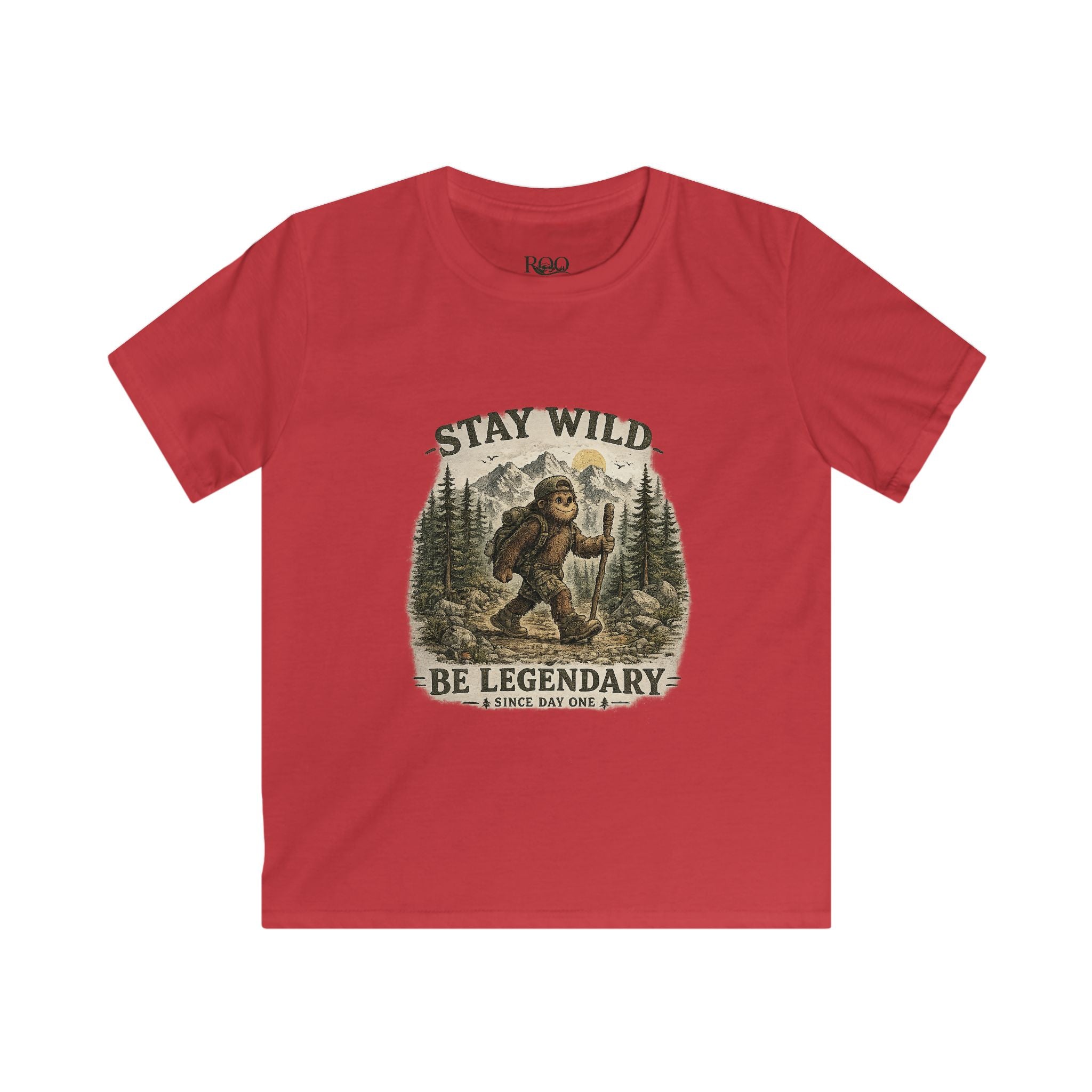 Kids Tee — "Stay Wild, Be Legendary" Bigfoot Forest Adventure Shirt