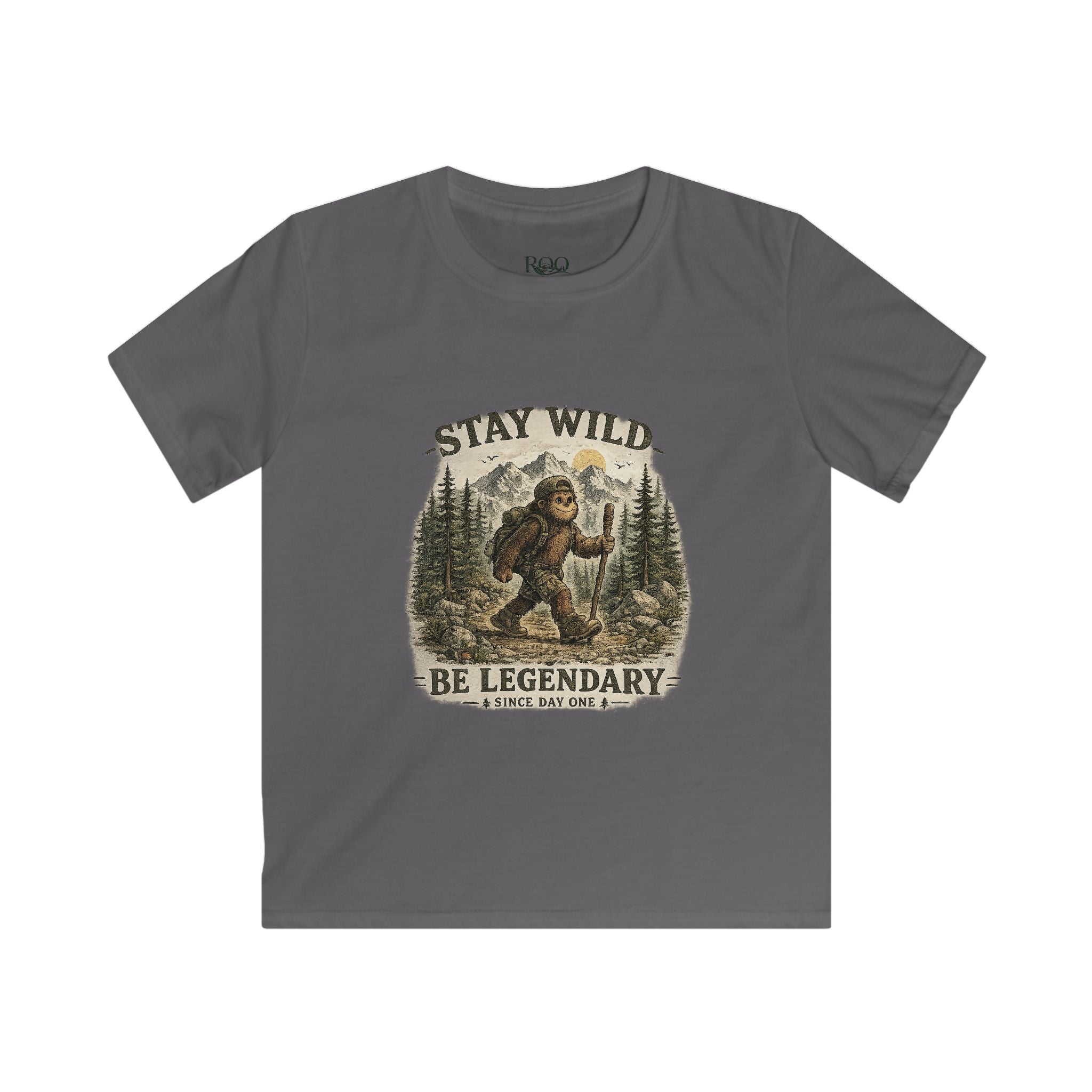 Kids Tee — "Stay Wild, Be Legendary" Bigfoot Forest Adventure Shirt