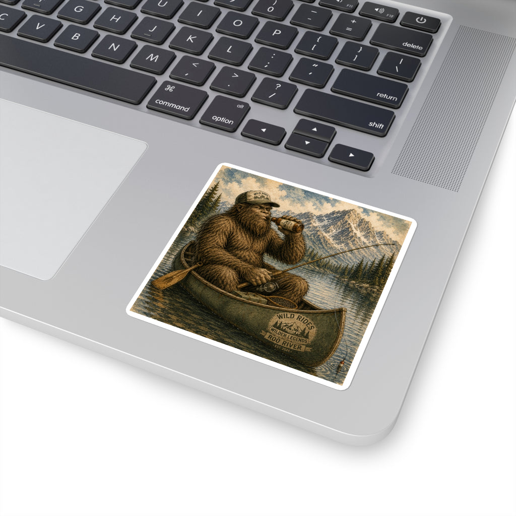 Wild Rides, Wilder Legends Canoe Country Sticker — Outdoorsy Bigfoot Lake Camping Decal
