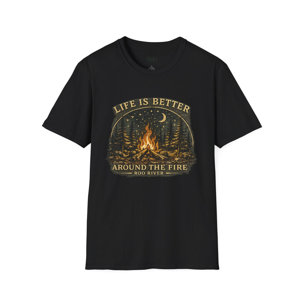 Campfire T-Shirt — "Life Is Better Around The Fire" Cozy Outdoor Graphic Tee