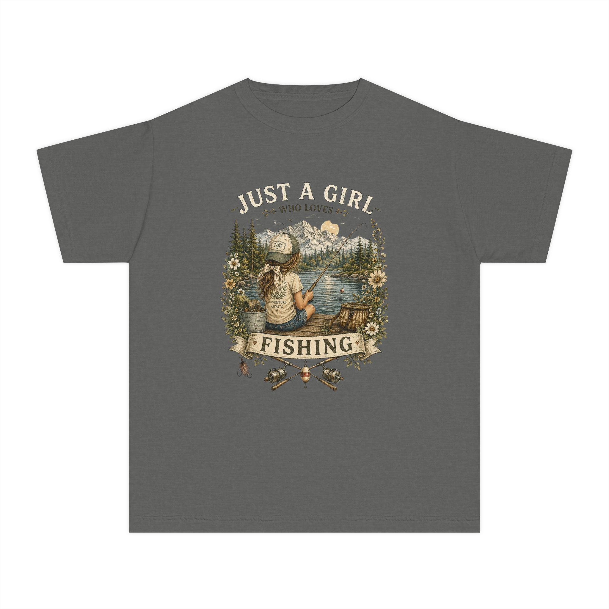 Youth Fishing Tee — "Just a Girl Who Loves Fishing" Graphic Shirt