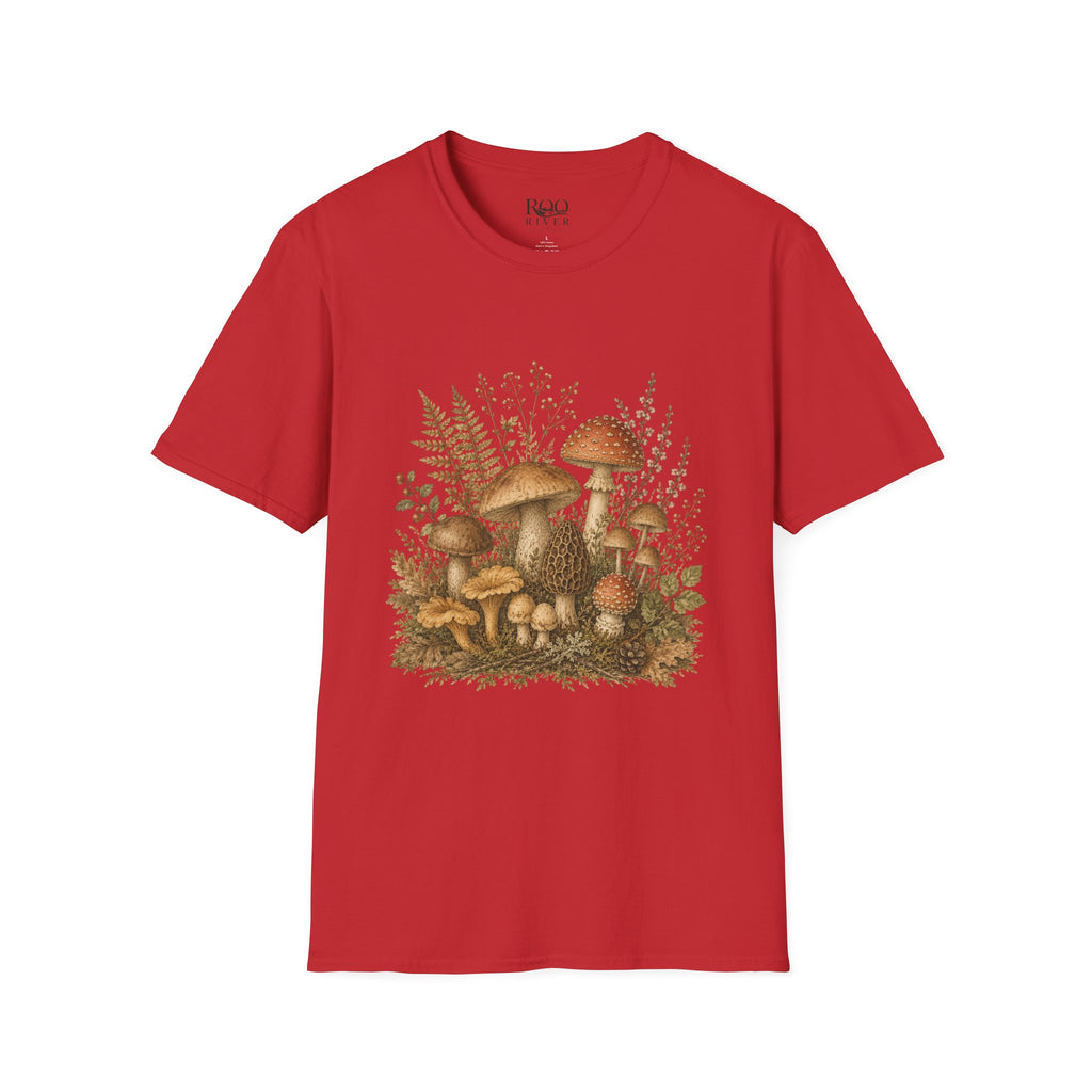 Woodland Mushrooms T-Shirt — Vintage Botanical Fungi Design