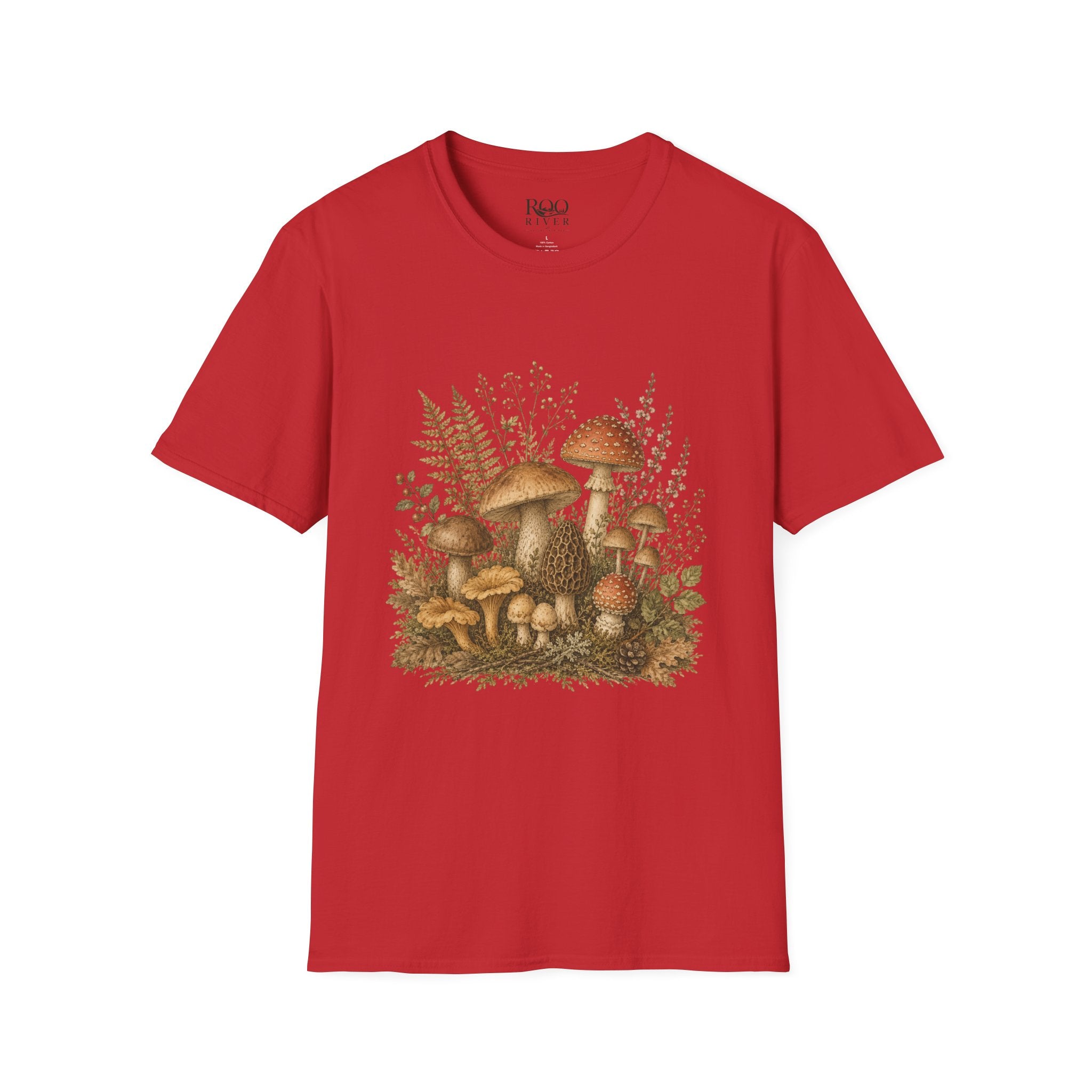Woodland Mushrooms T-Shirt — Vintage Botanical Fungi Design