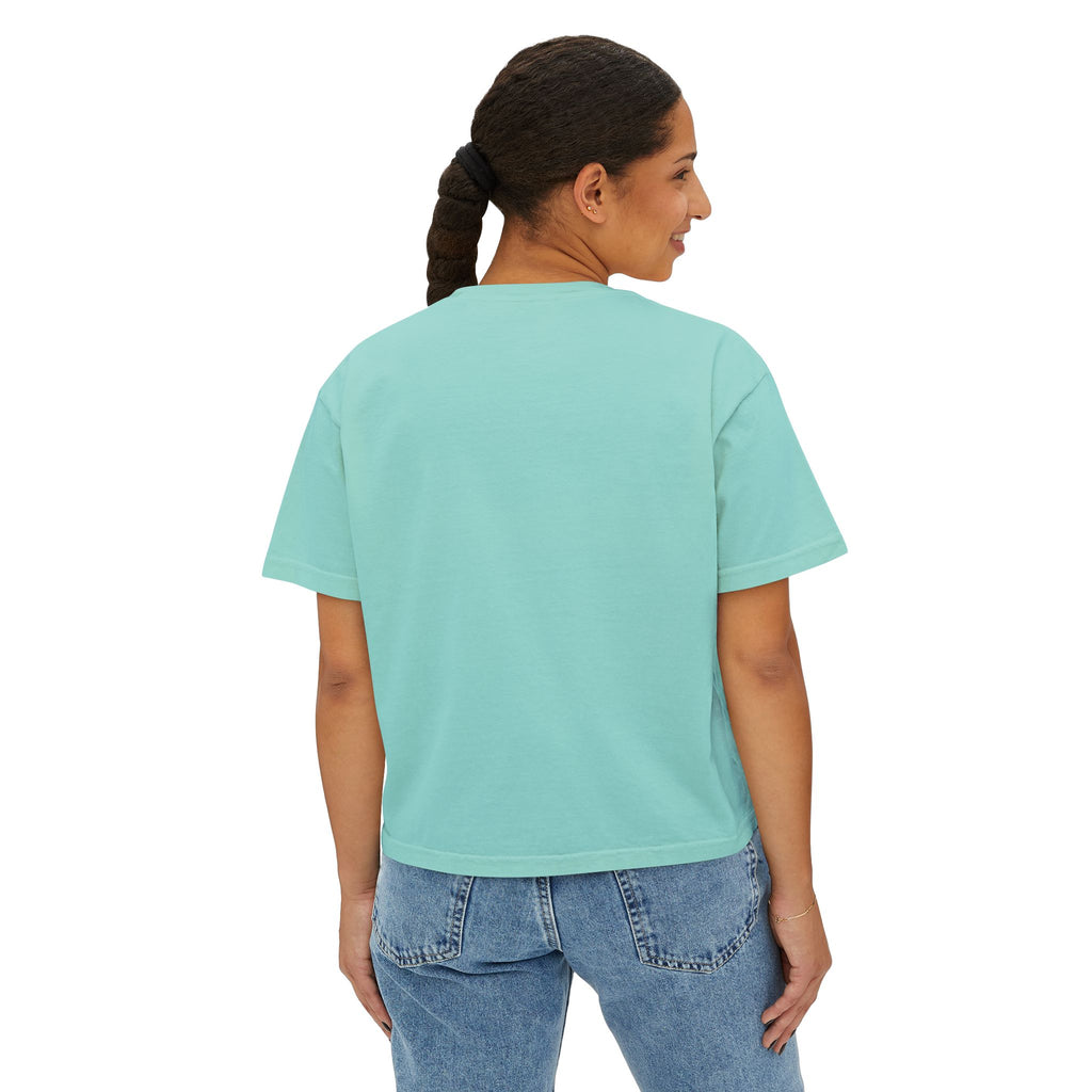 Kait's Hidden Hollow Women's Boxy Tee — Forest Cottage Retro Nature Graphic