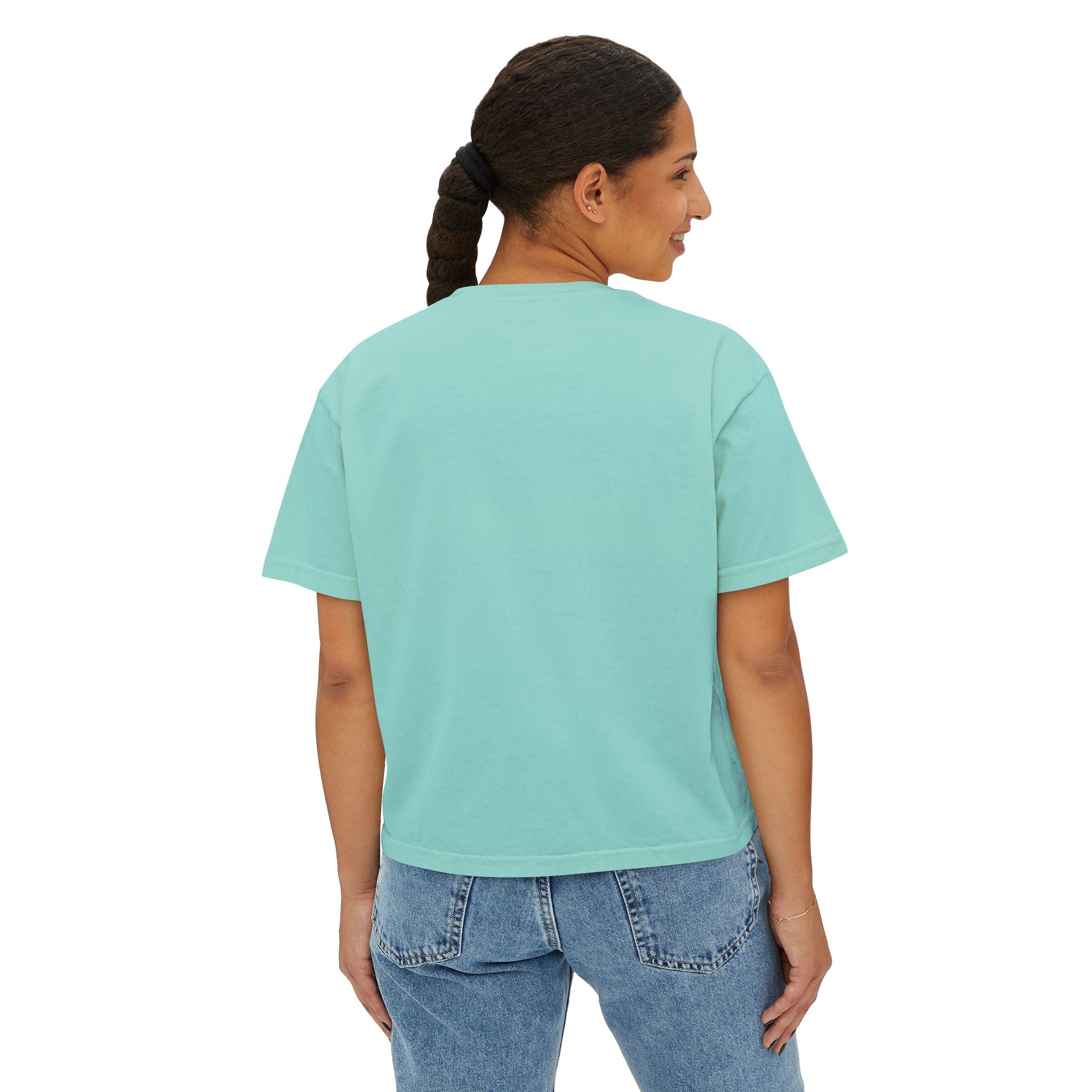 Kait's Hidden Hollow Women's Boxy Tee — Forest Cottage Retro Nature Graphic