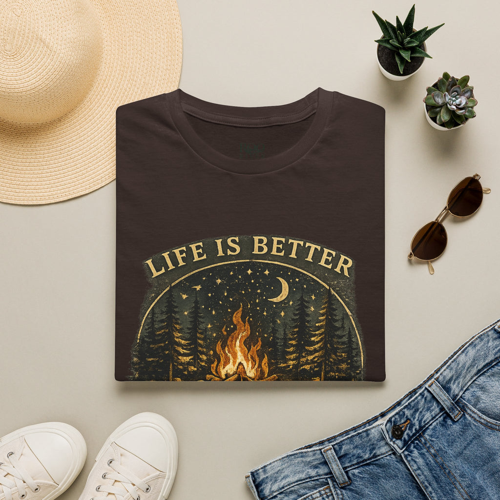 Campfire T-Shirt — "Life Is Better Around The Fire" Cozy Outdoor Graphic Tee