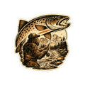 Sasquatch Fly Fishing Trout Sticker — Vintage Trout Flyfishing Scene