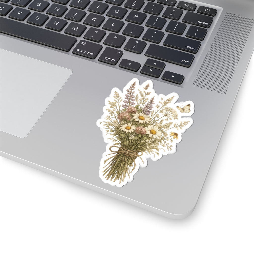 Wildflower Bouquet Vinyl Sticker — Kiss-Cut Floral Laptop Decal