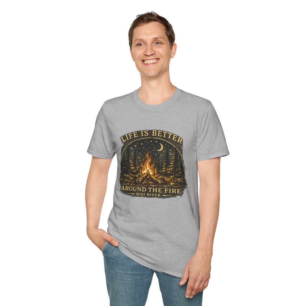 Campfire T-Shirt — "Life Is Better Around The Fire" Cozy Outdoor Graphic Tee