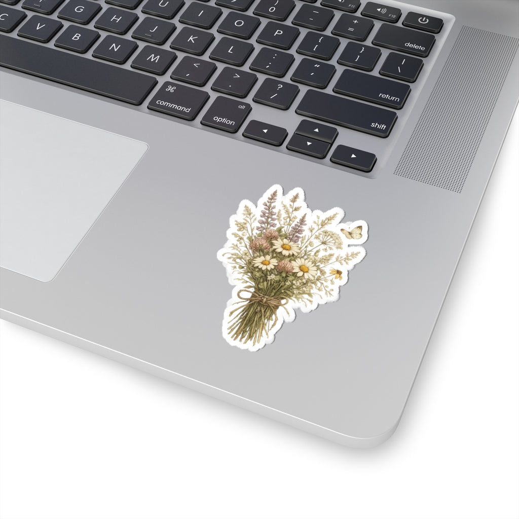 Wildflower Bouquet Vinyl Sticker — Kiss-Cut Floral Laptop Decal