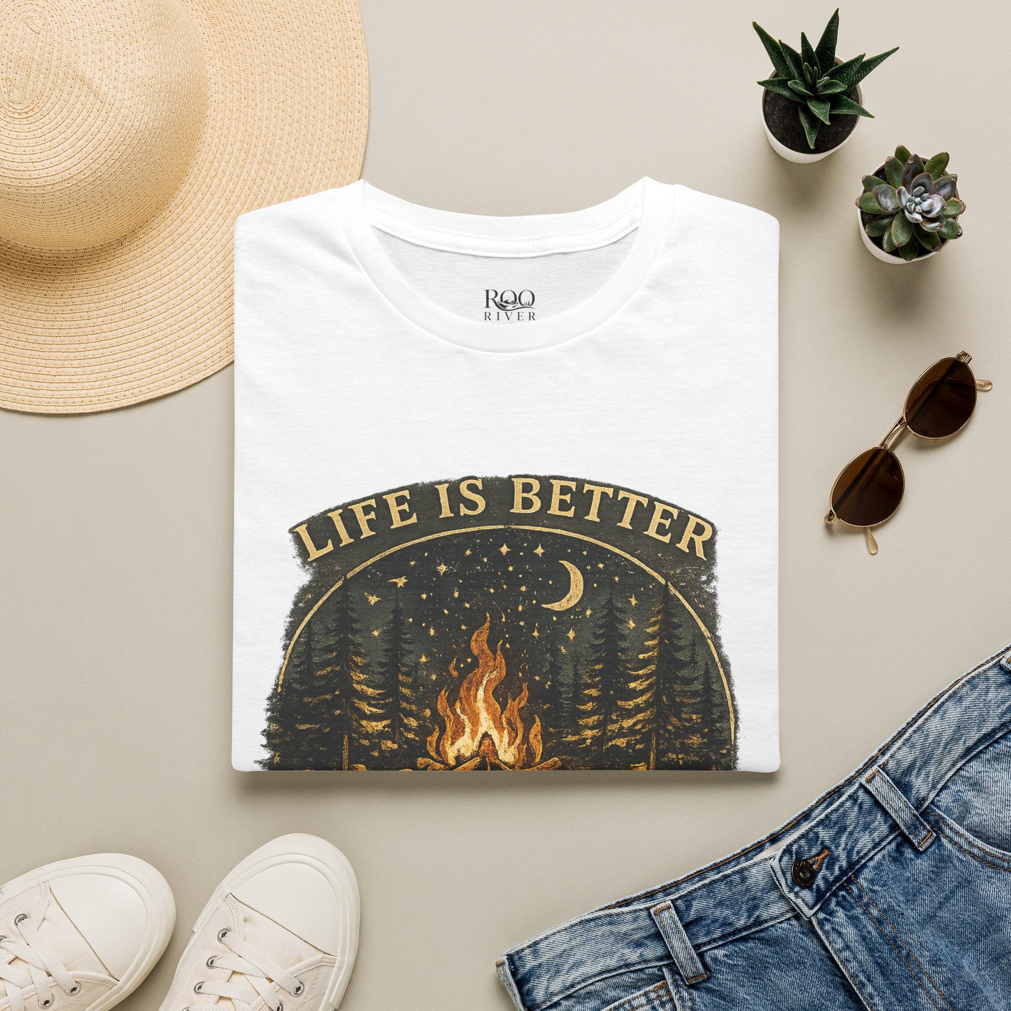 Campfire T-Shirt — "Life Is Better Around The Fire" Cozy Outdoor Graphic Tee