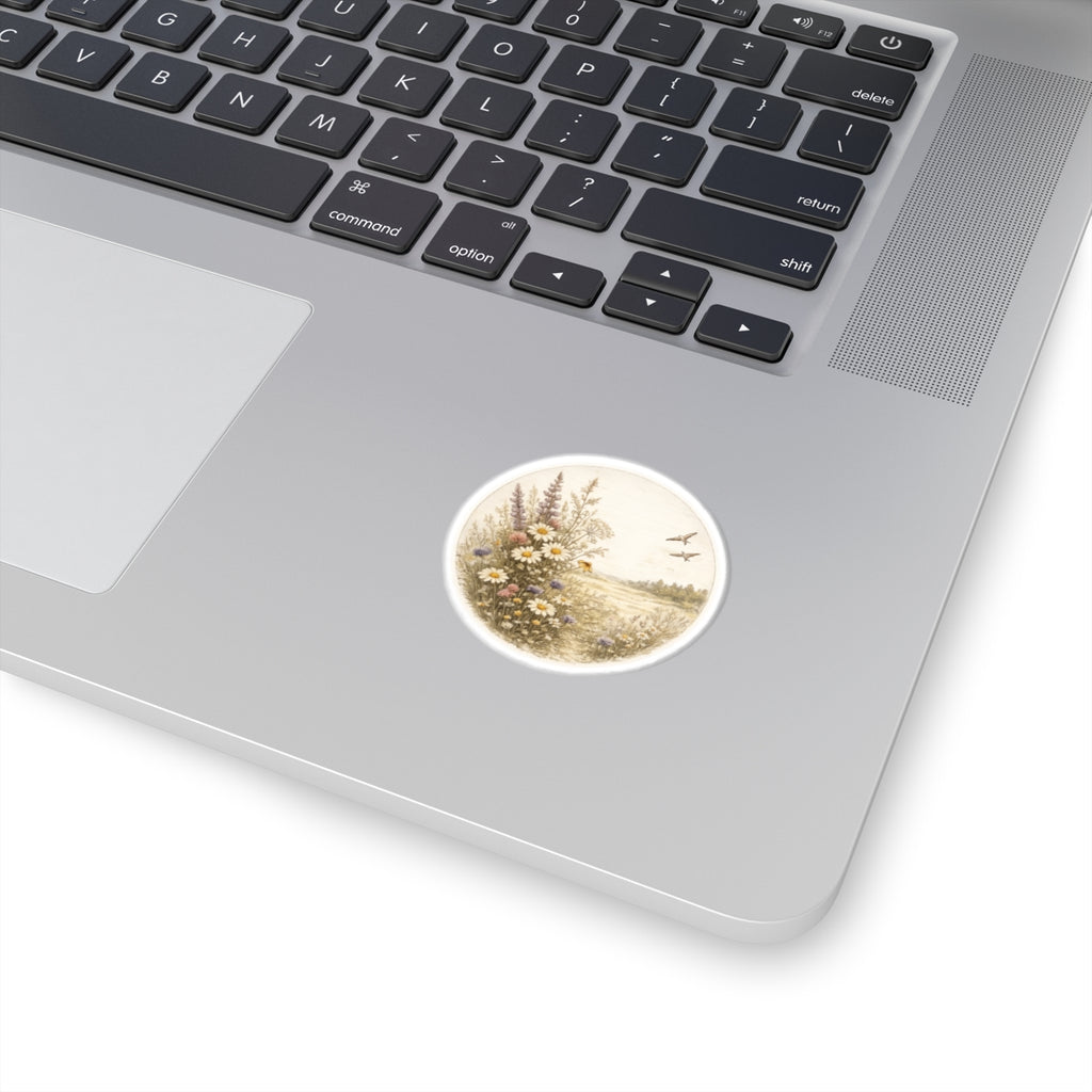 Wildflower Field Vinyl Sticker — Vintage Floral Kiss-Cut Decal