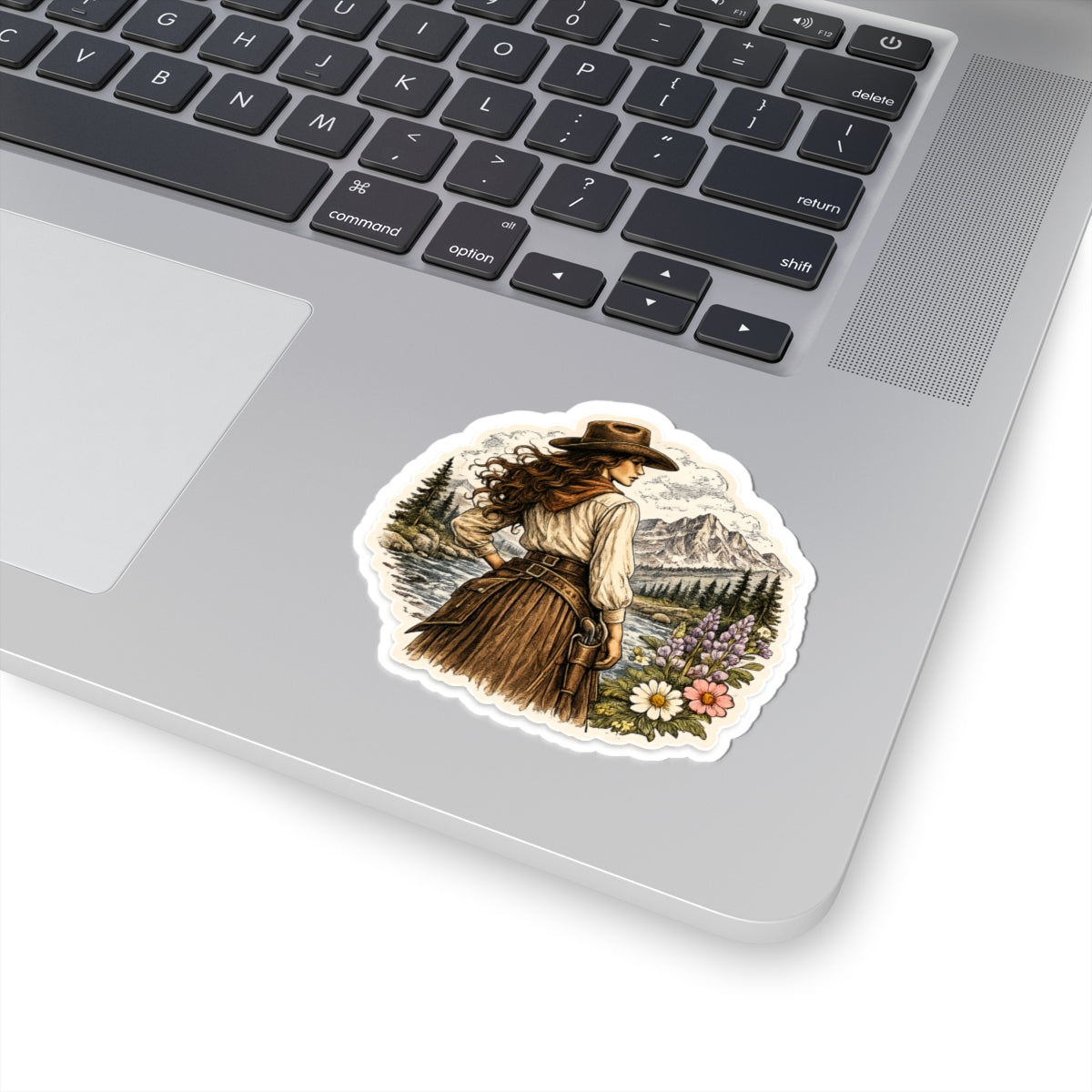 Vintage Western Cowgirl Sticker — Scenic Mountain Vinyl Kiss-Cut