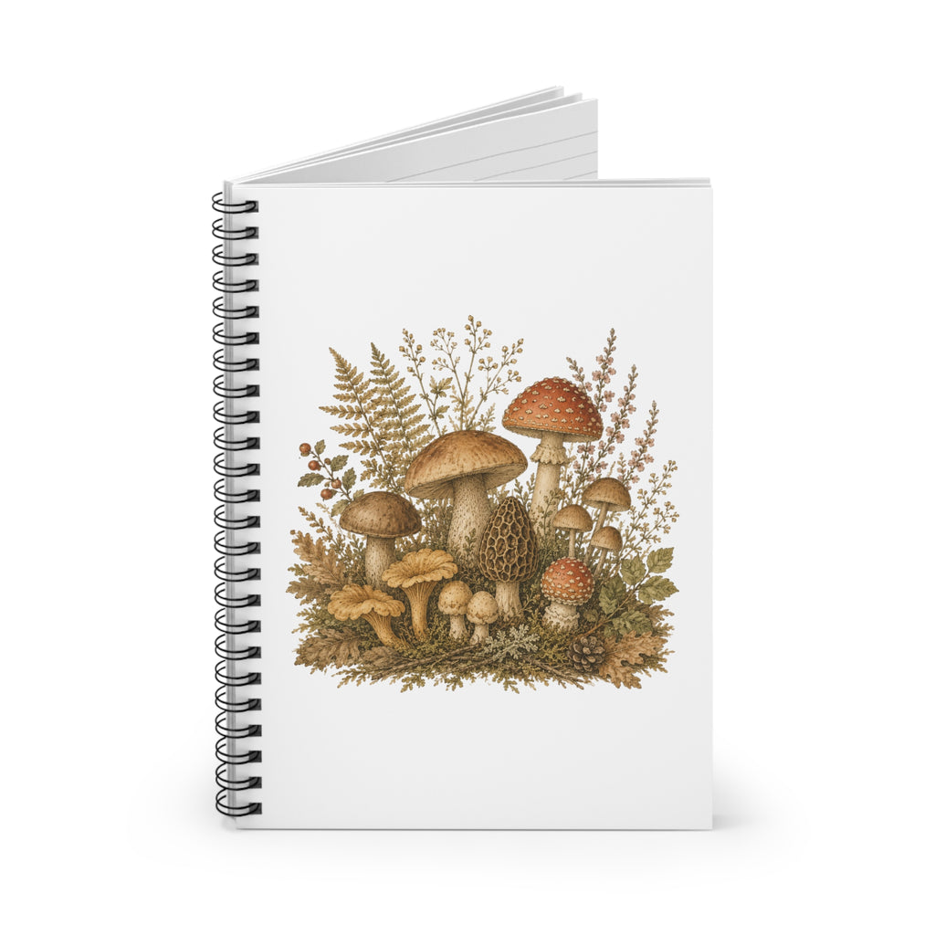 Woodland Mushrooms — Ruled Journal with Vintage Fungi Illustration