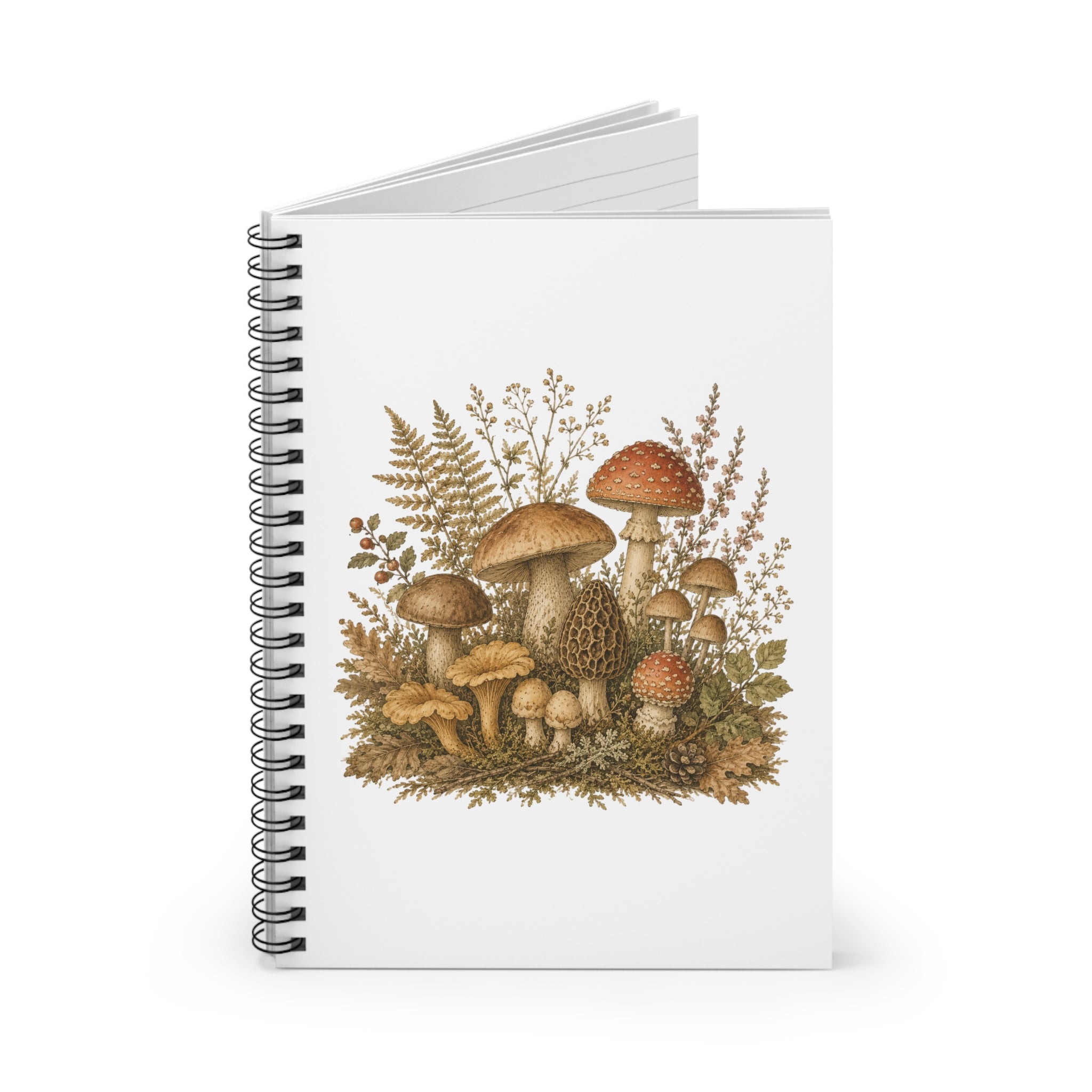 Woodland Mushrooms — Ruled Journal with Vintage Fungi Illustration