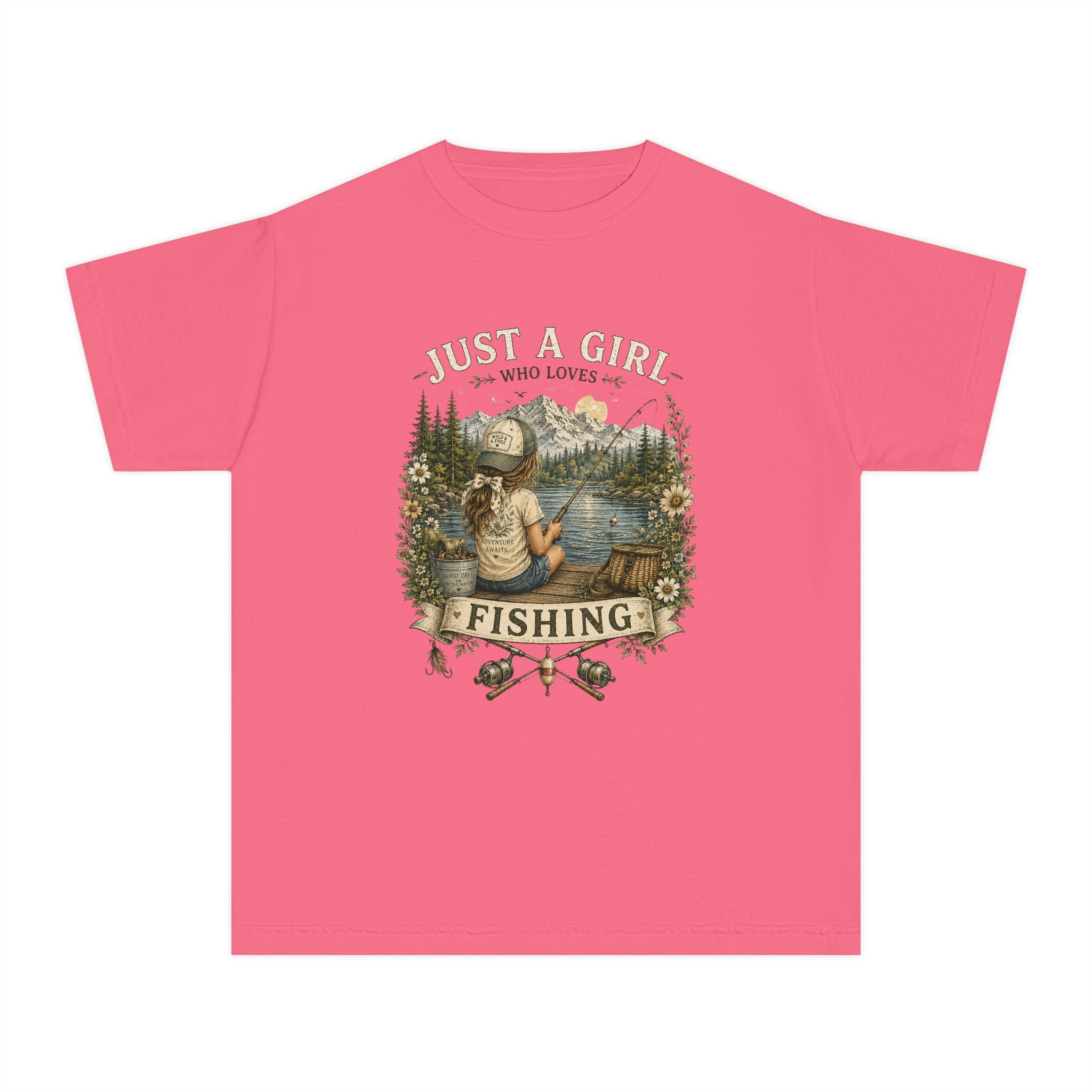 Youth Fishing Tee — "Just a Girl Who Loves Fishing" Graphic Shirt