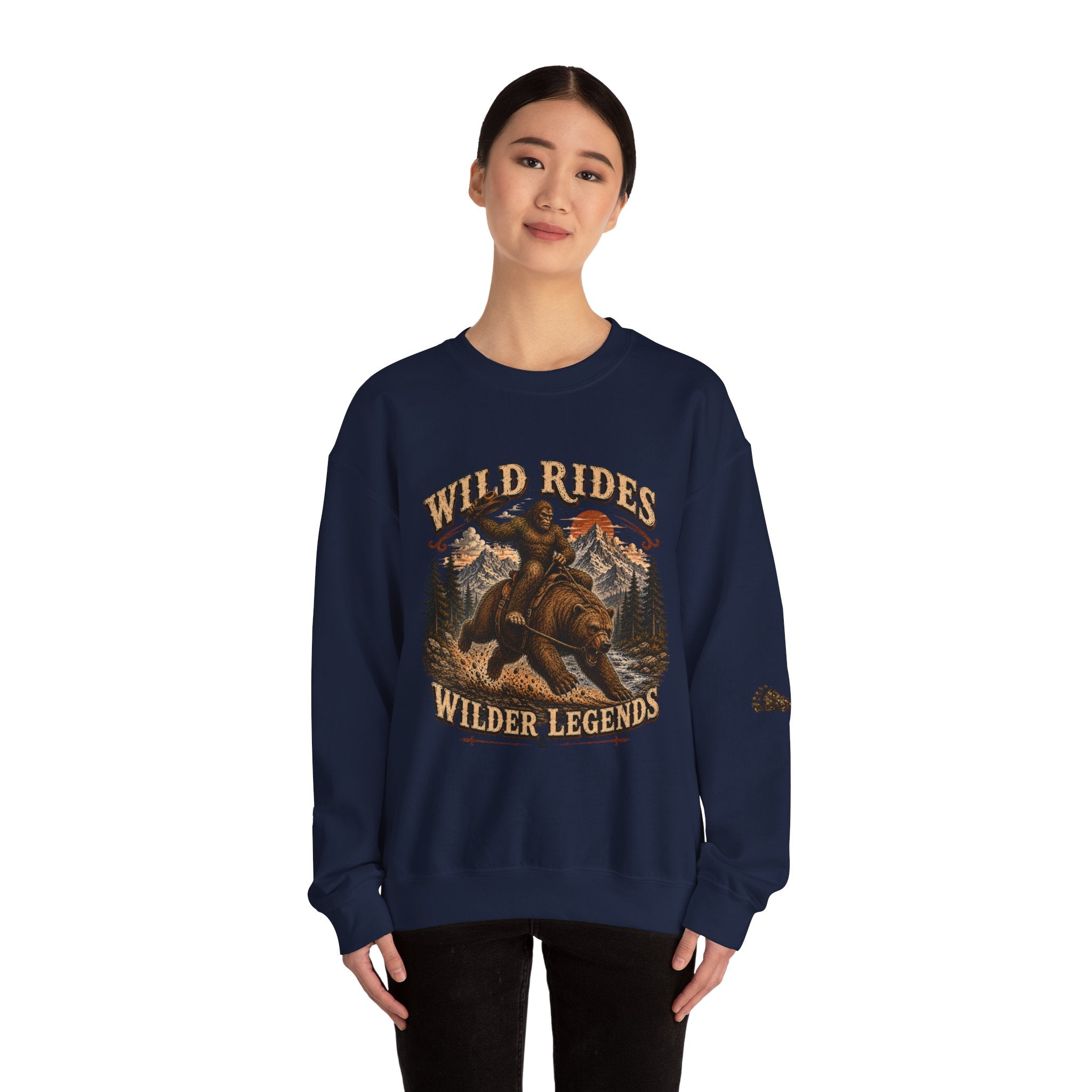 Wild Rides, Wilder Legends Crewneck Sweatshirt — Vintage Bear Rider Graphic