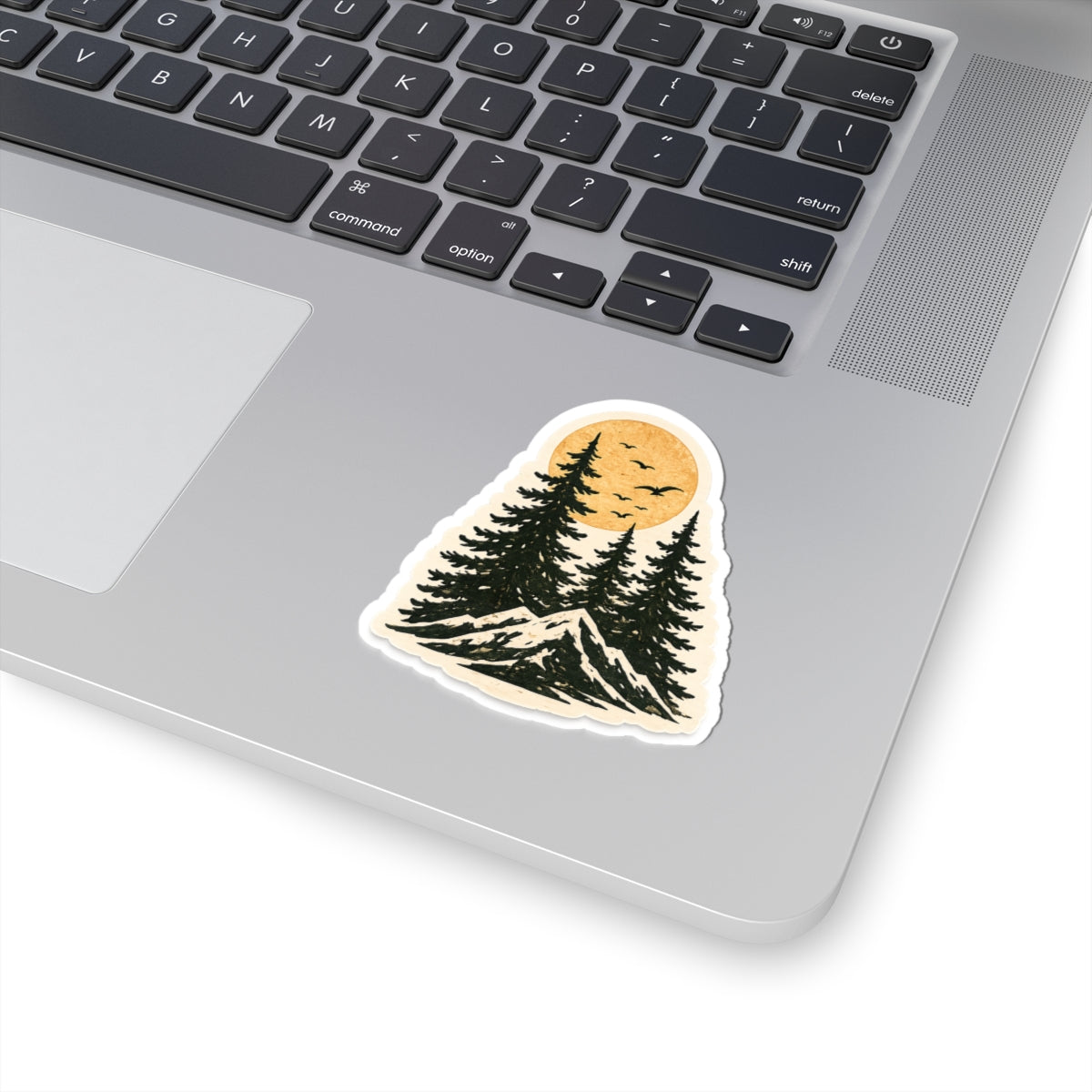 Mountain Pines Sticker — Sunset Forest Kiss-Cut Sticker
