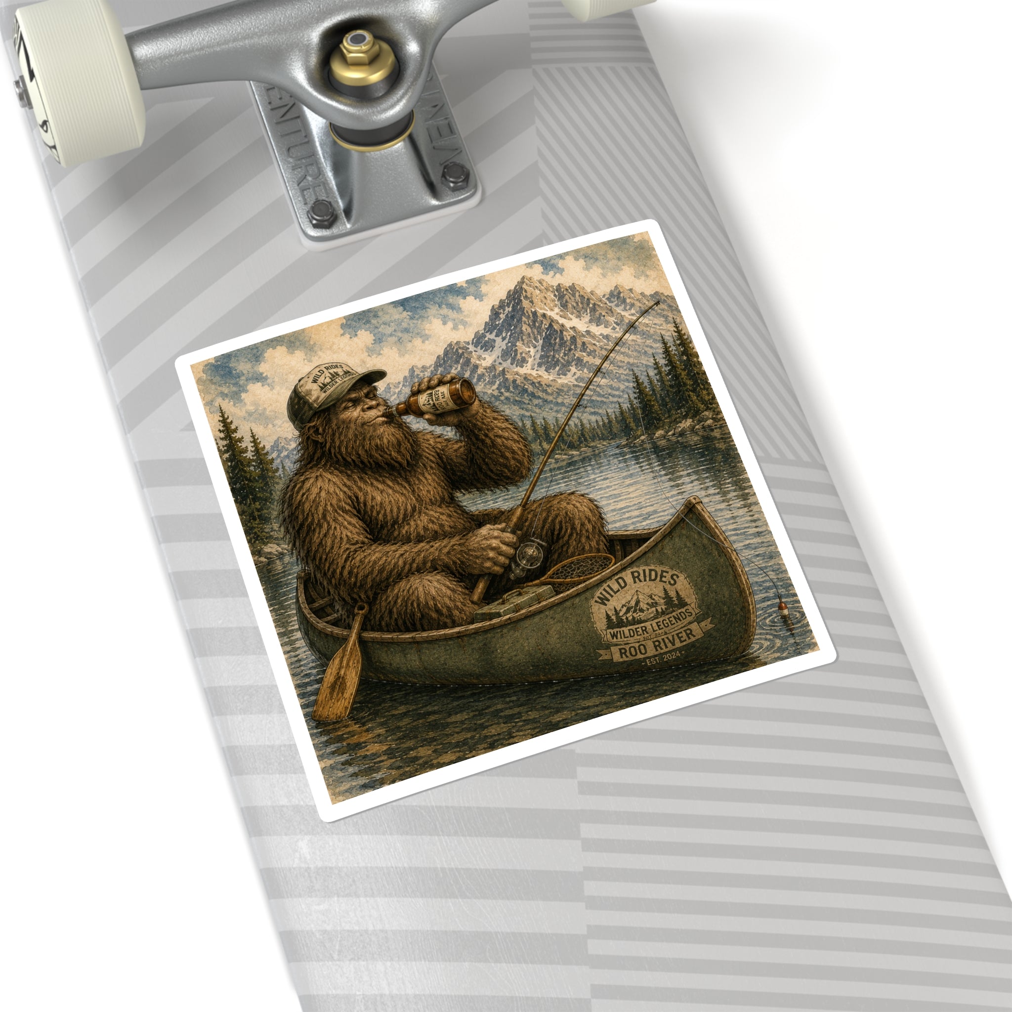Wild Rides, Wilder Legends Canoe Country Sticker — Outdoorsy Bigfoot Lake Camping Decal
