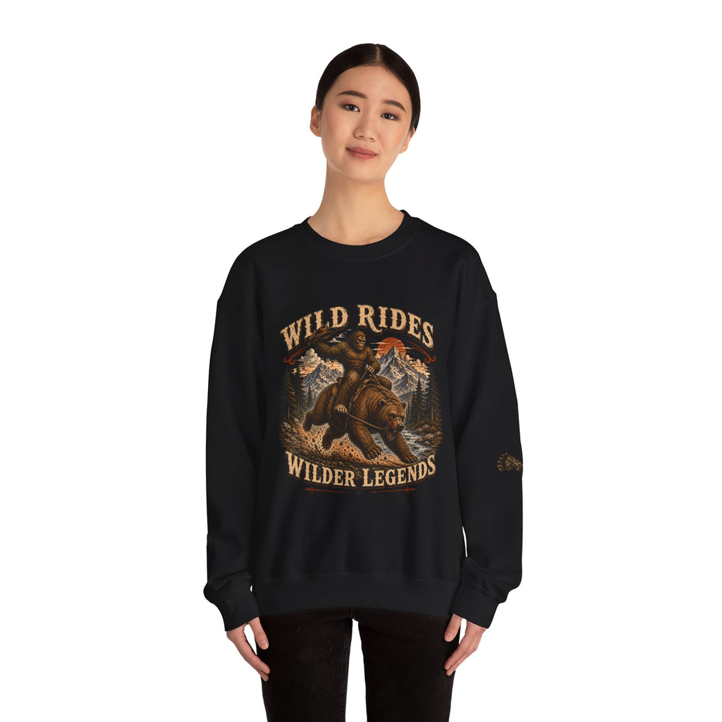 Wild Rides, Wilder Legends Crewneck Sweatshirt — Vintage Bear Rider Graphic