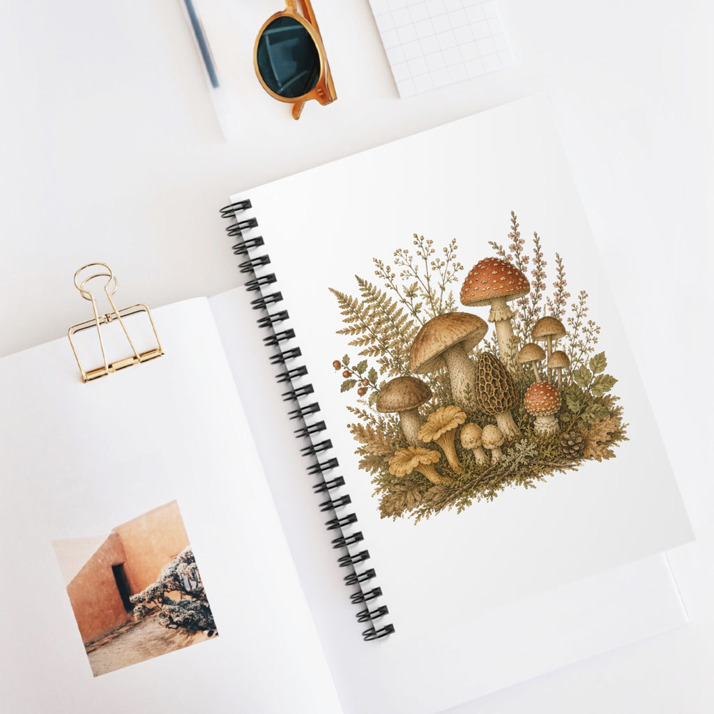 Woodland Mushrooms — Ruled Journal with Vintage Fungi Illustration