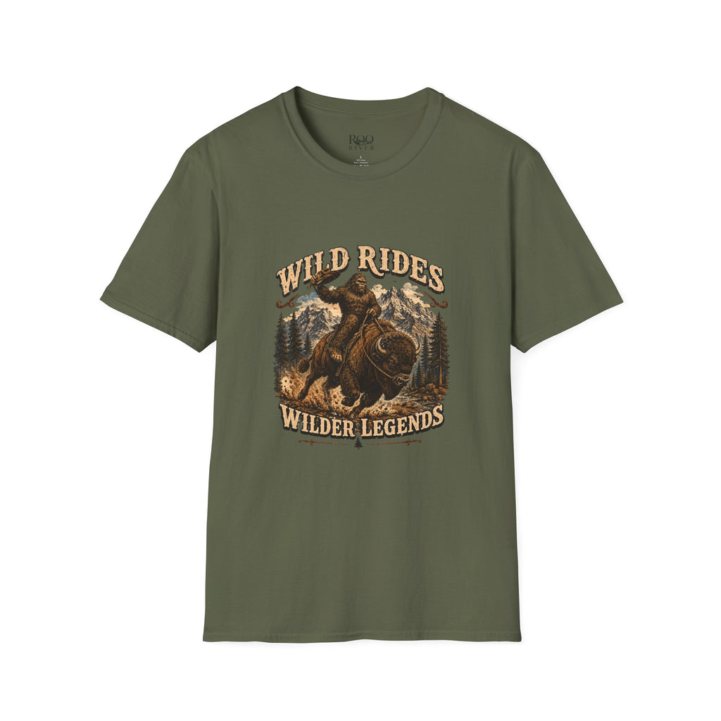 Wild Rides, Wilder Legends — Sasquatch Bison RiderGraphic Tee