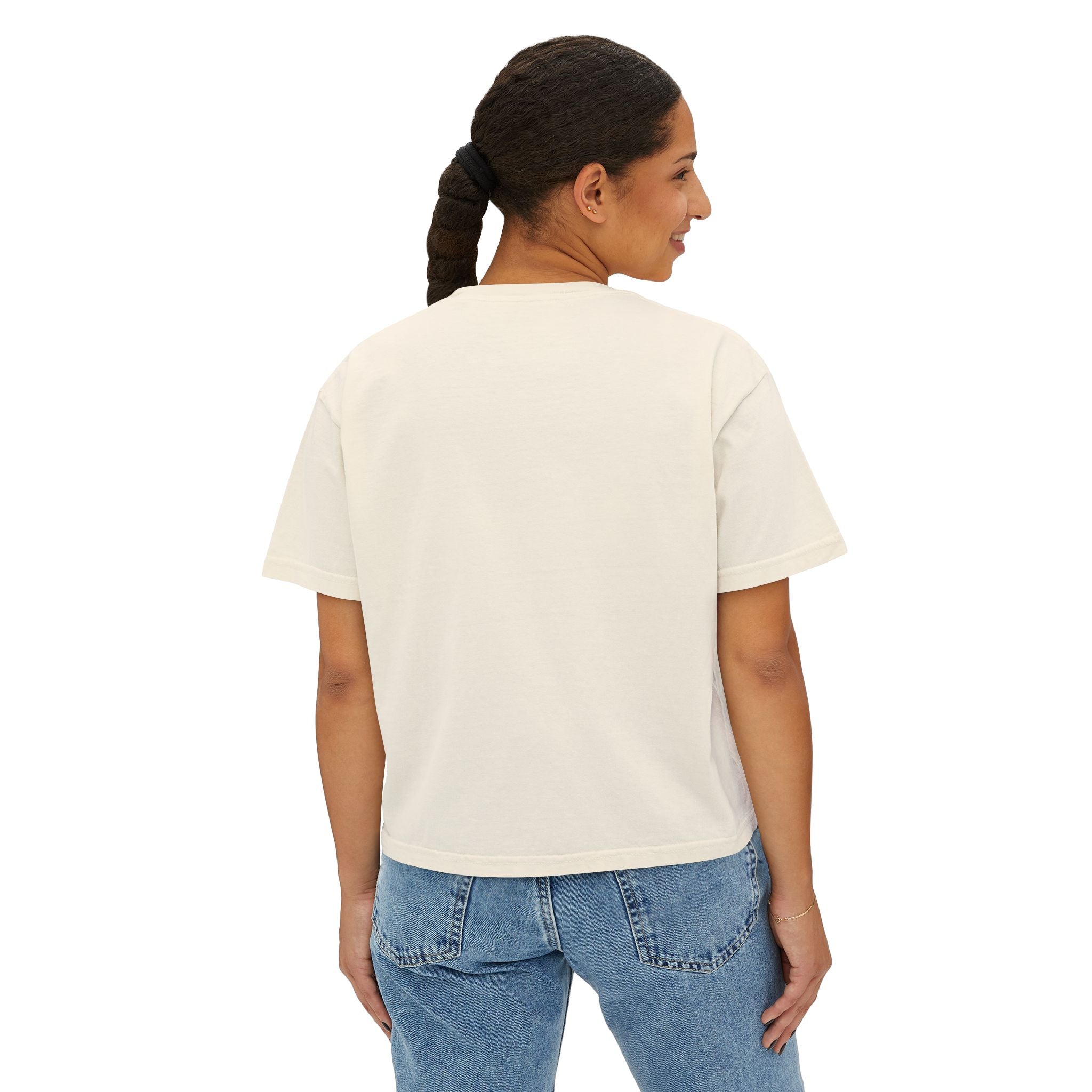 Kait's Hidden Hollow Women's Boxy Tee — Forest Cottage Retro Nature Graphic