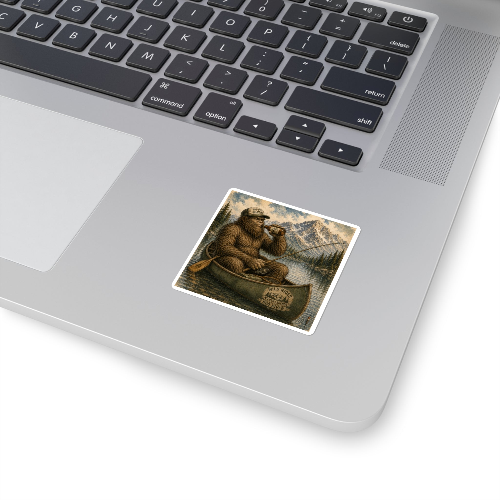 Wild Rides, Wilder Legends Canoe Country Sticker — Outdoorsy Bigfoot Lake Camping Decal