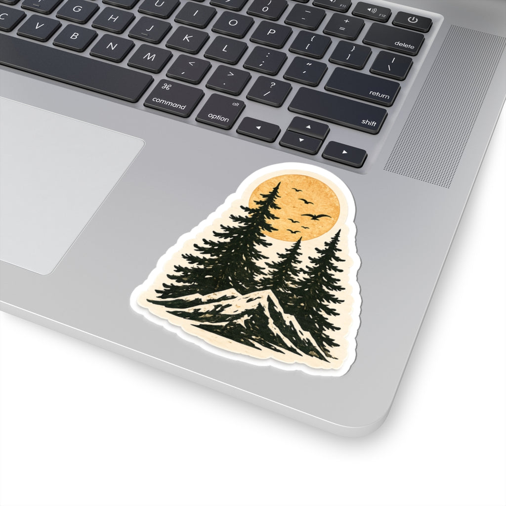 Mountain Pines Sticker — Sunset Forest Kiss-Cut Sticker