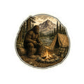 Sasquatch Campfire Dinner Sticker — Sasquatch by Campfire Outdoor Decal