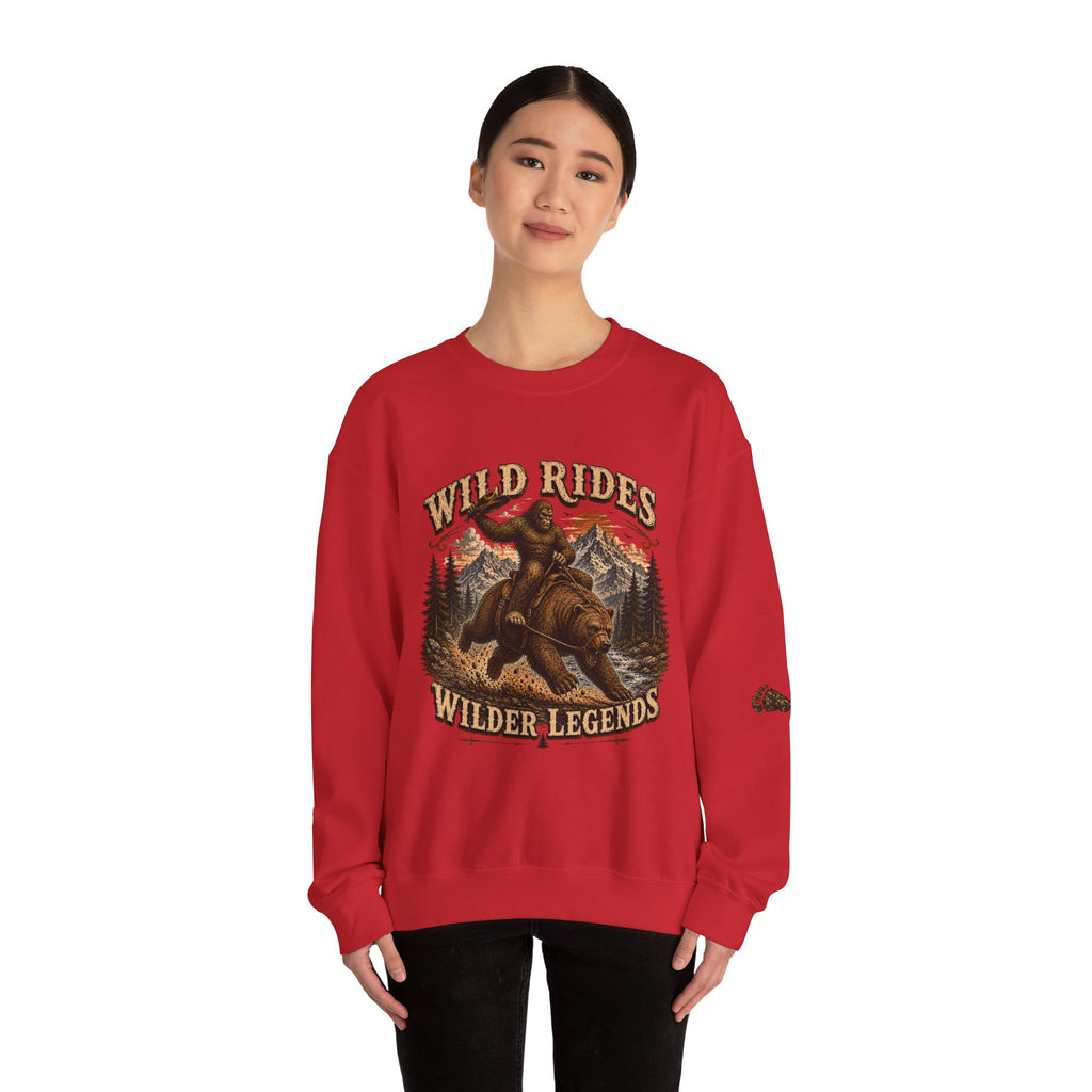 Wild Rides, Wilder Legends Crewneck Sweatshirt — Vintage Bear Rider Graphic