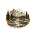 Mountain River Wilderness  Sticker — Scenic Outdoor Landscape Kiss-Cut Decal