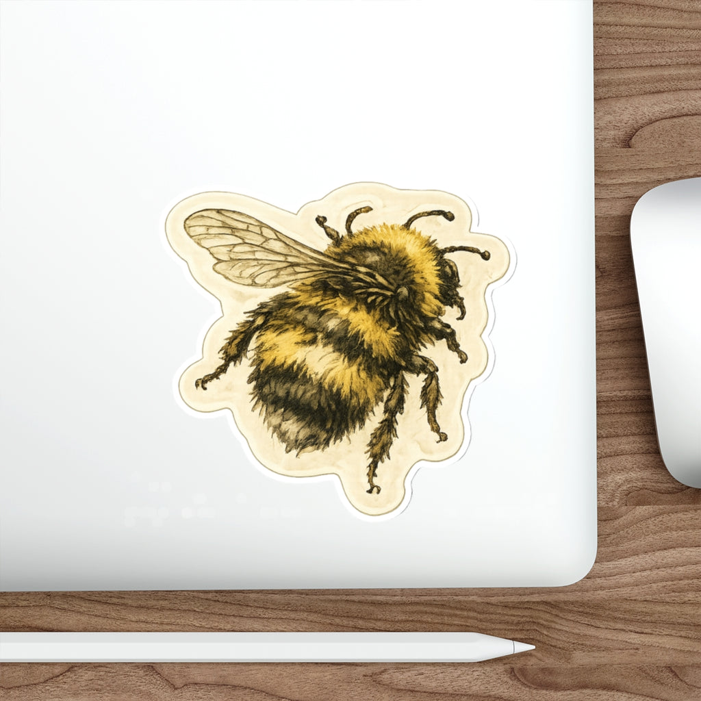 Vintage Bumblebee Die-Cut Sticker — Cute Bee Laptop Sticker for Nature Lovers