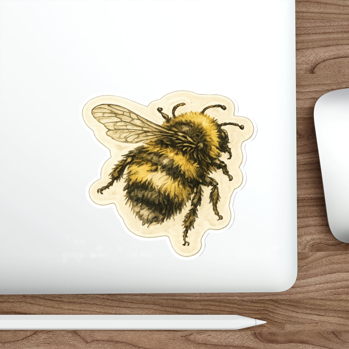 Vintage Bumblebee Die-Cut Sticker — Cute Bee Laptop Sticker for Nature Lovers
