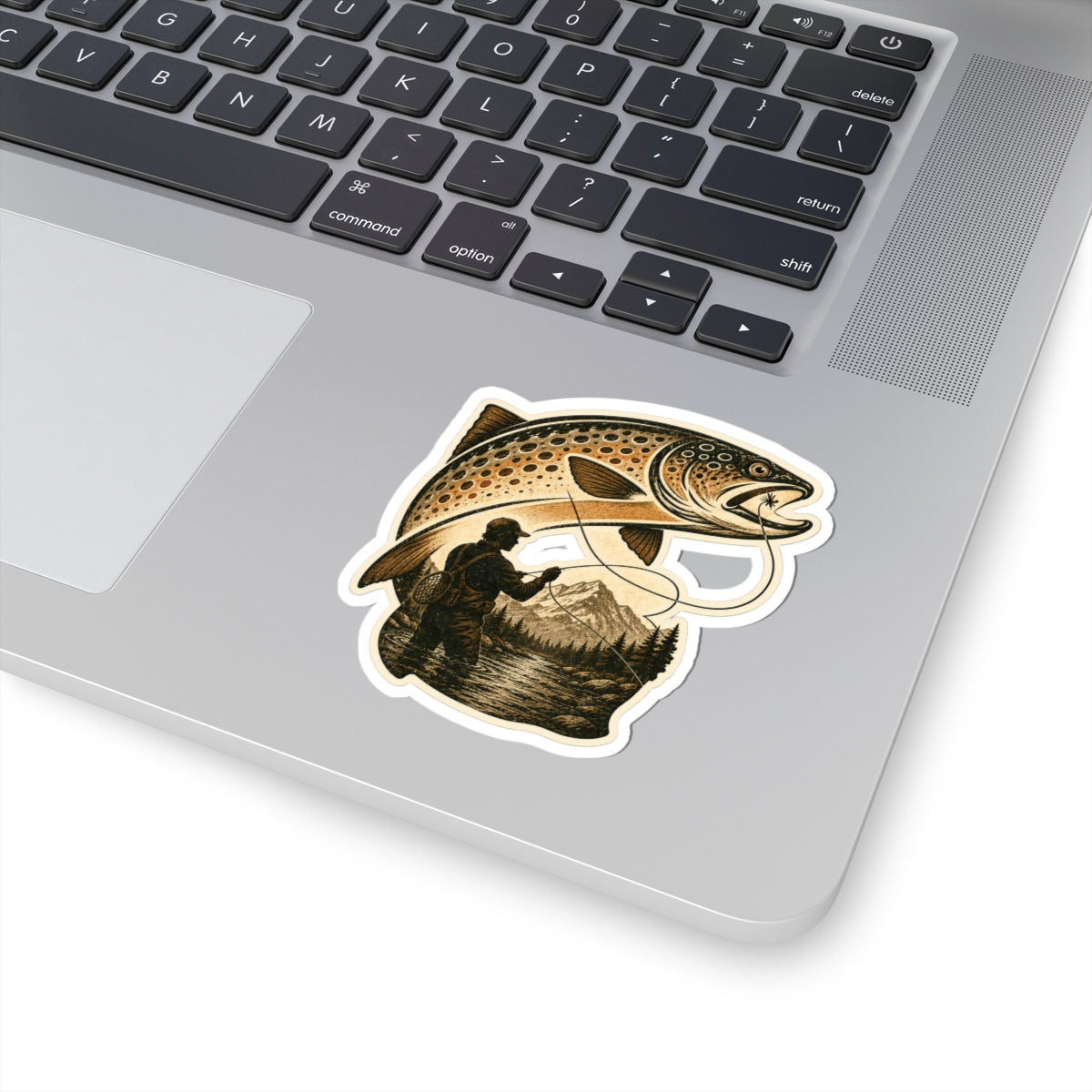Mountain Fly Fisher Trout Sticker – Male Version Vinyl Sticker — Kiss-Cut