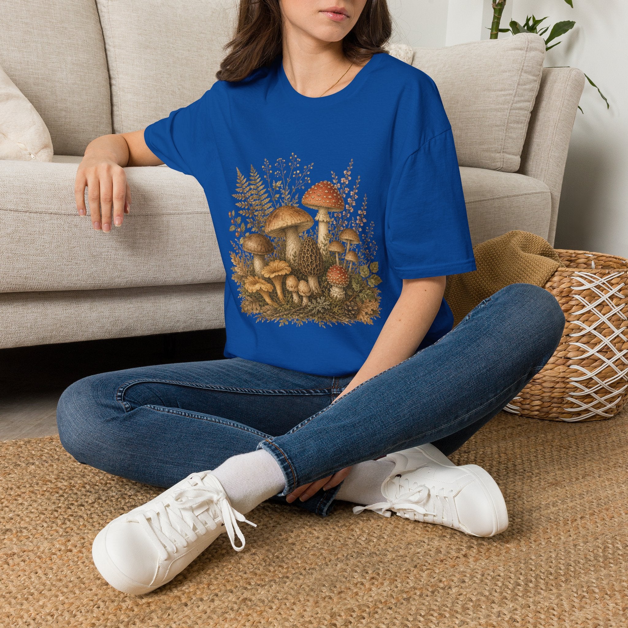 Woodland Mushrooms T-Shirt — Vintage Botanical Fungi Design
