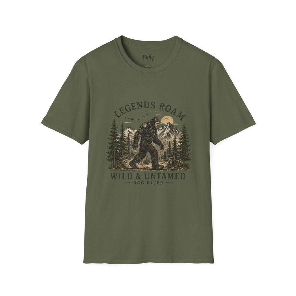 T-Shirt — 'Legends Roam' Bigfoot Graphic Tee | Wild & Untamed Nature Design