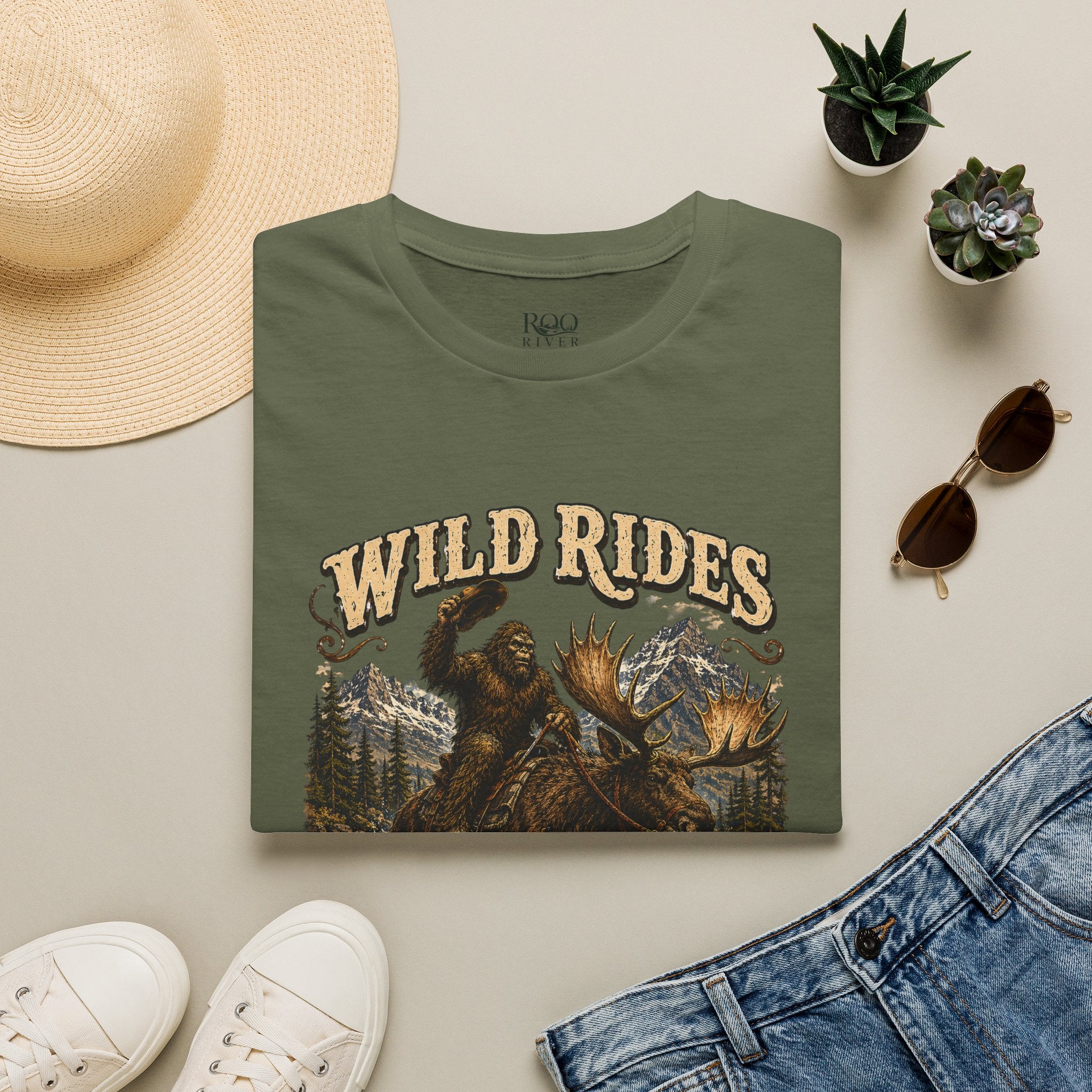 Wild Rides, Wilder Legends Bigfoot & Moose Graphic Tee