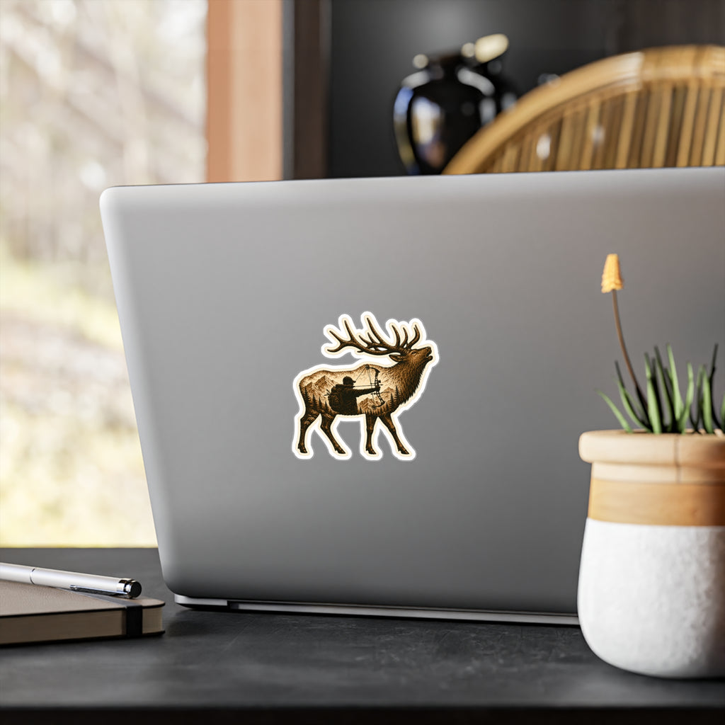 Water Resistant Bull Elk Archery Sticker — Outdoors Hunting Nature Kiss-Cut Decal