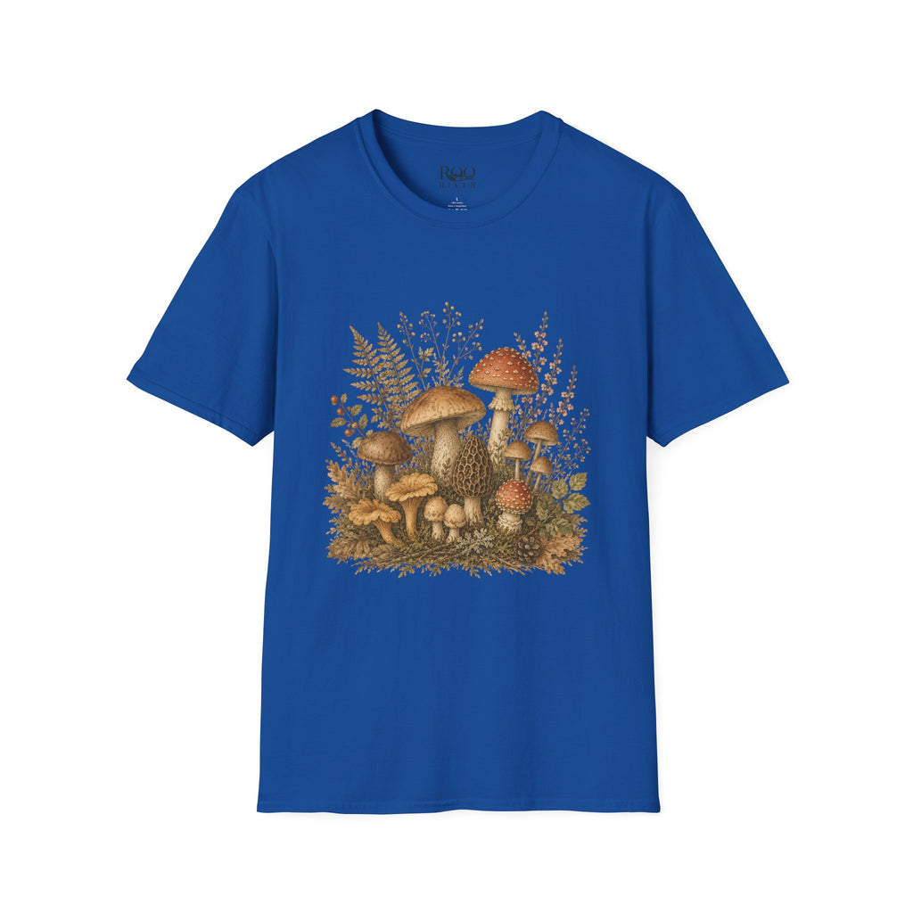 Woodland Mushrooms T-Shirt — Vintage Botanical Fungi Design